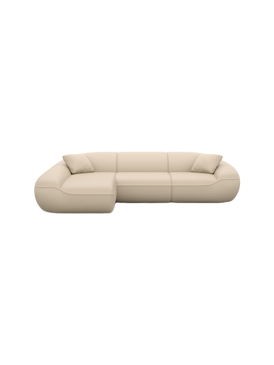 
4-Sitzer Design Echtleder Ecksofa „Novara“ - Echtleder Beige / Eckteil links
