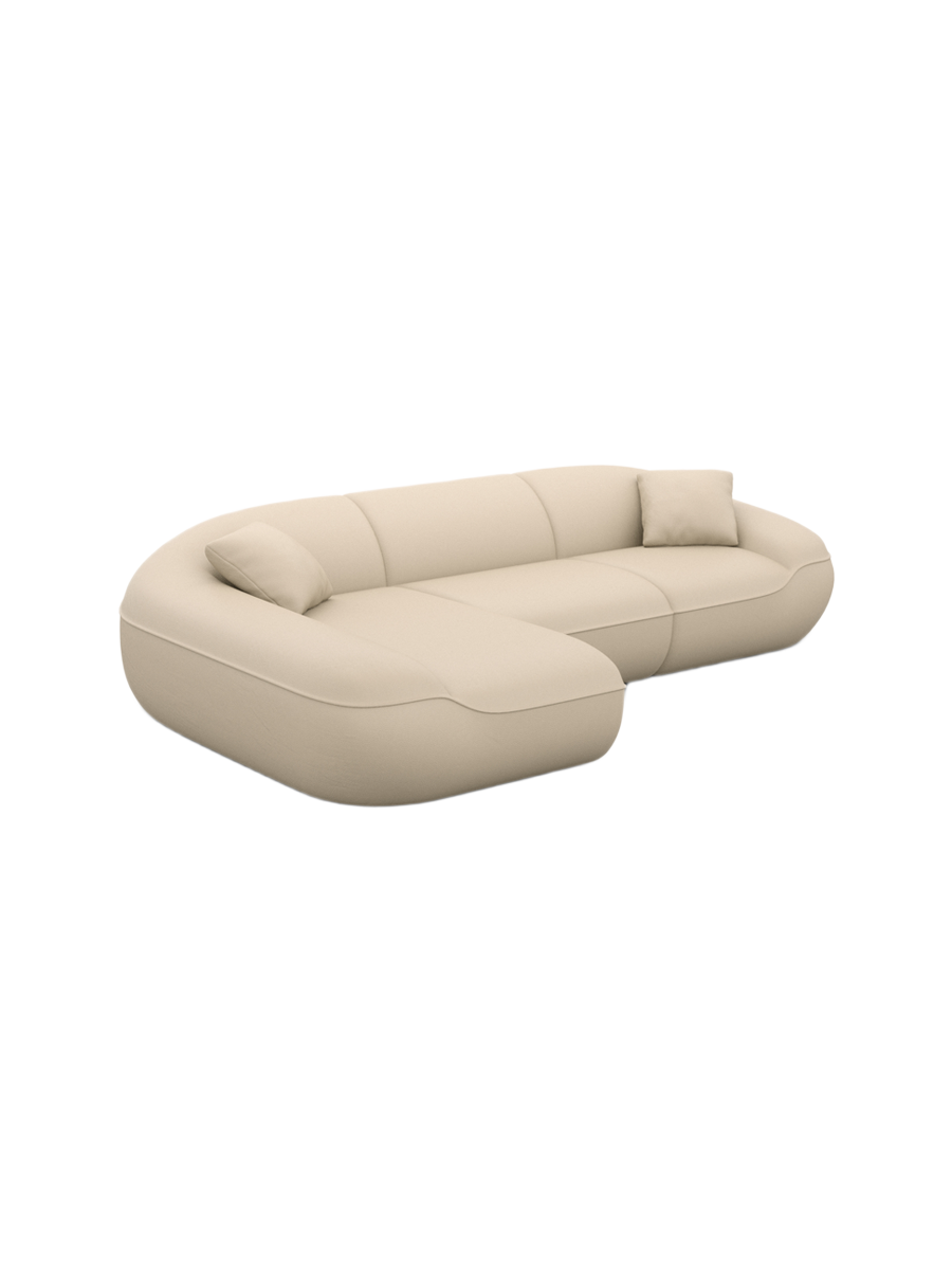 
4-Sitzer Design Echtleder Ecksofa „Novara“ - Echtleder Beige / Eckteil links