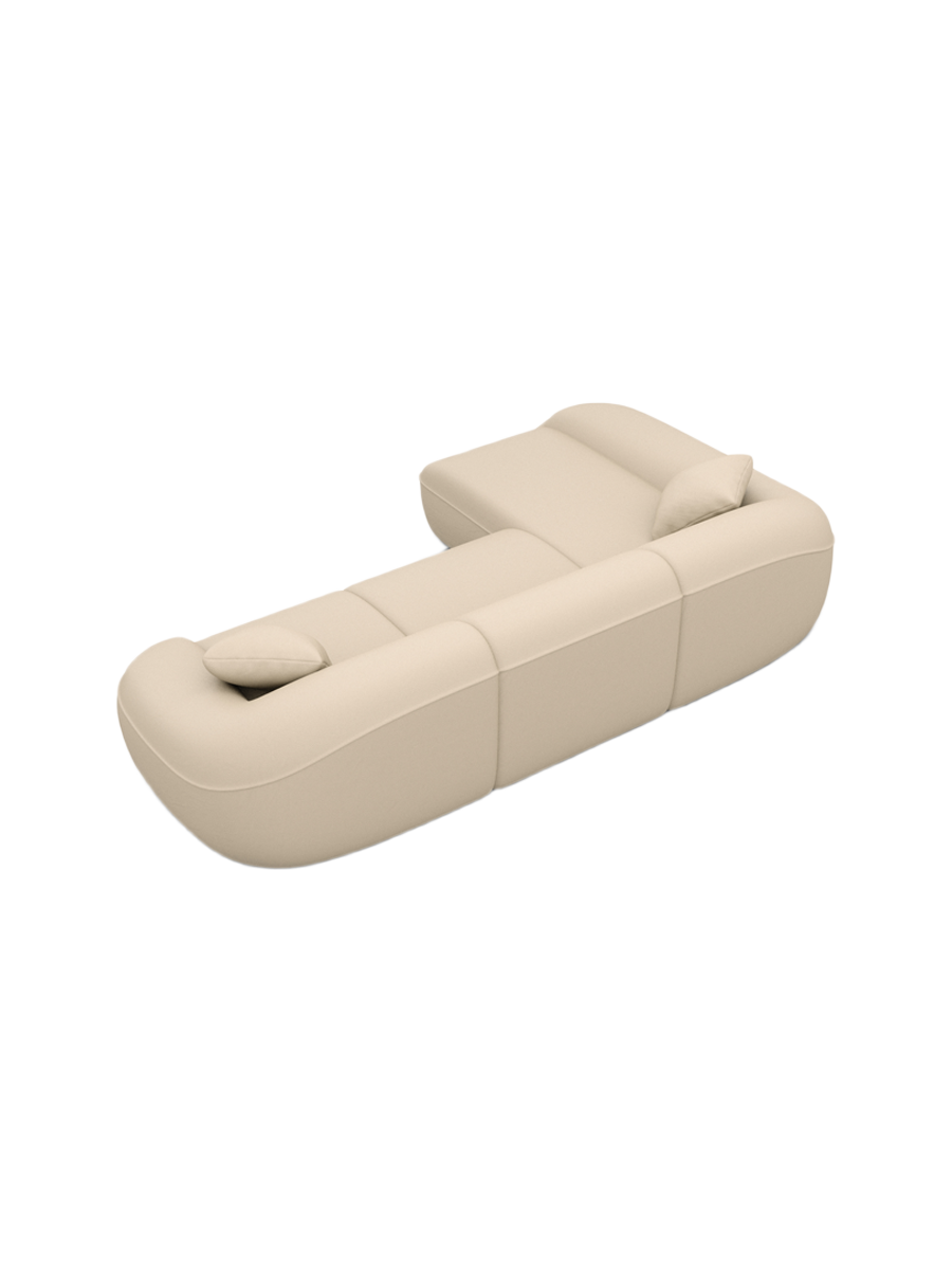 
4-Sitzer Design Echtleder Ecksofa „Novara“ - Echtleder Beige / Eckteil links