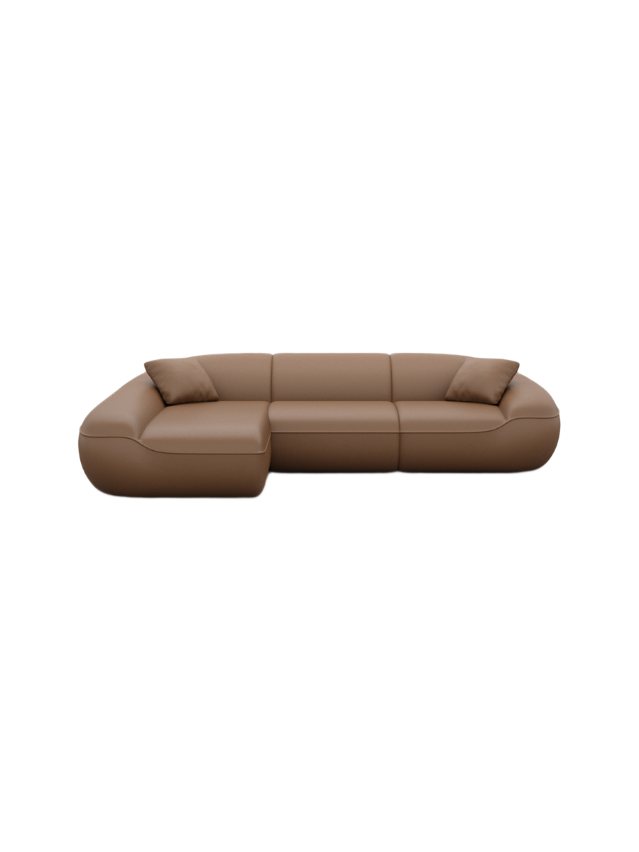 
4-Sitzer Design Echtleder Ecksofa „Novara“ - Echtleder Beige / Eckteil links