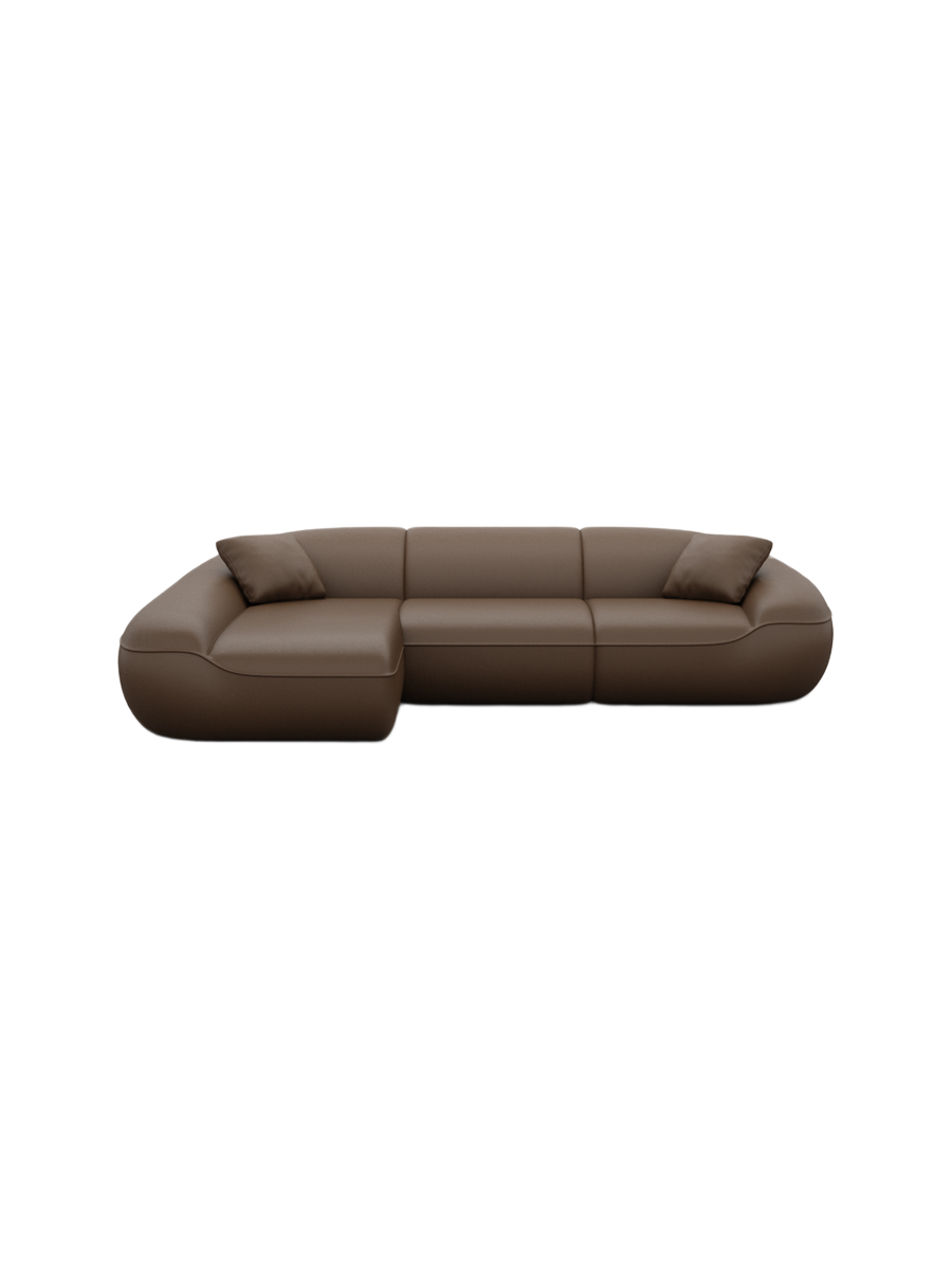 
4-Sitzer Design Echtleder Ecksofa „Novara“ - Echtleder Beige / Eckteil links
