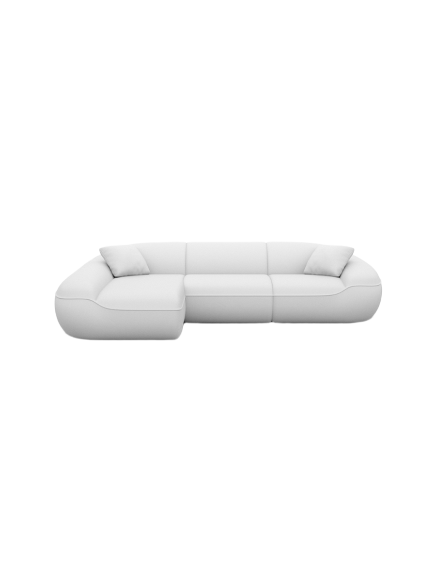 
4-Sitzer Design Echtleder Ecksofa „Novara“ - Echtleder Beige / Eckteil links