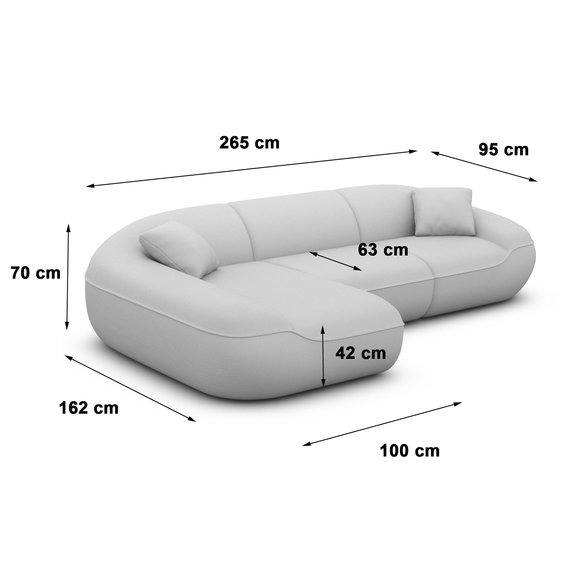 
4-Sitzer Design Ecksofa „Novara“ mit Strukturstoff-Bezug - Strukturstoff Anthrazit / Eckteil links