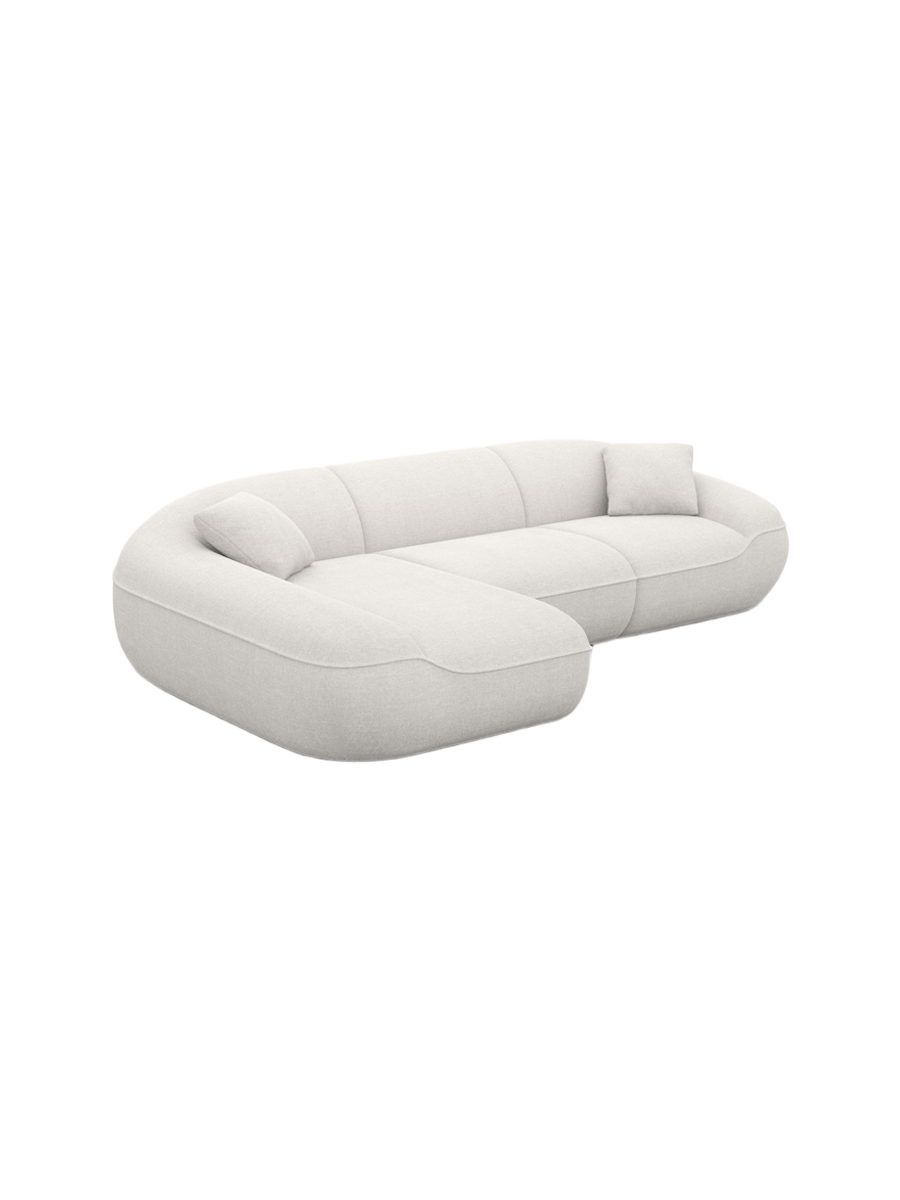 
4-Seater Designer Corner Sofa “Novara” with Textured Fabric Upholstery - Textured fabric White / Left corner section