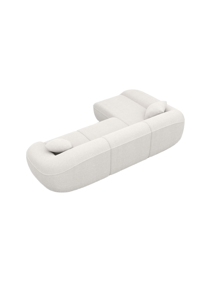 
4-Seater Designer Corner Sofa “Novara” with Textured Fabric Upholstery - Textured fabric White / Left corner section