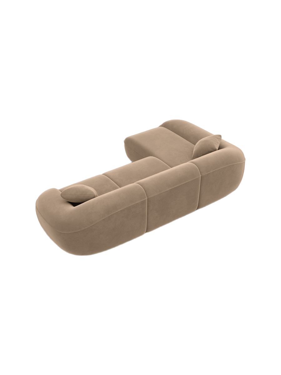 
4-Seater Designer Corner Sofa “Novara” with Velvet Upholstery - Velvet cover Brown / Left corner section