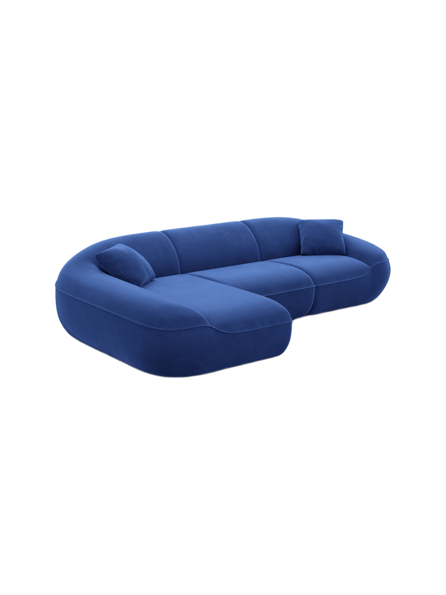 
4-Sitzer Design Ecksofa „Novara“ mit Samtbezug - Samtbezug Königsblau / Eckteil links