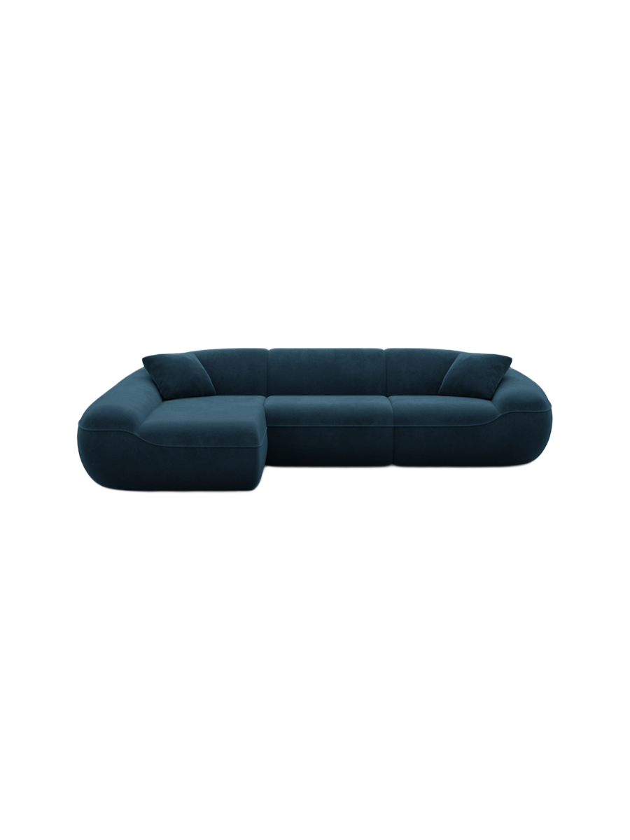 
4-Sitzer Design Ecksofa „Novara“ mit Samtbezug - Samtbezug Königsblau / Eckteil links