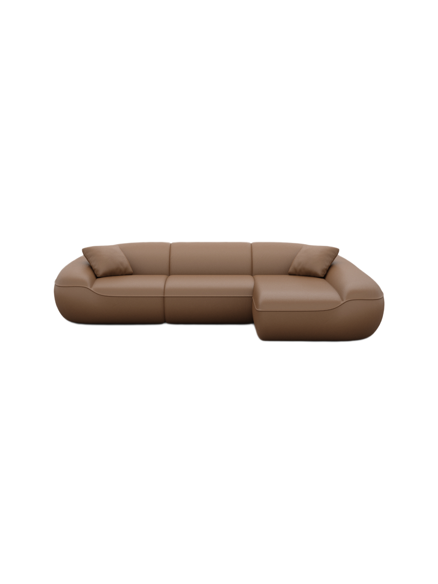 
4-Sitzer Design Echtleder Ecksofa „Novara“ - Echtleder Beige / Eckteil links
