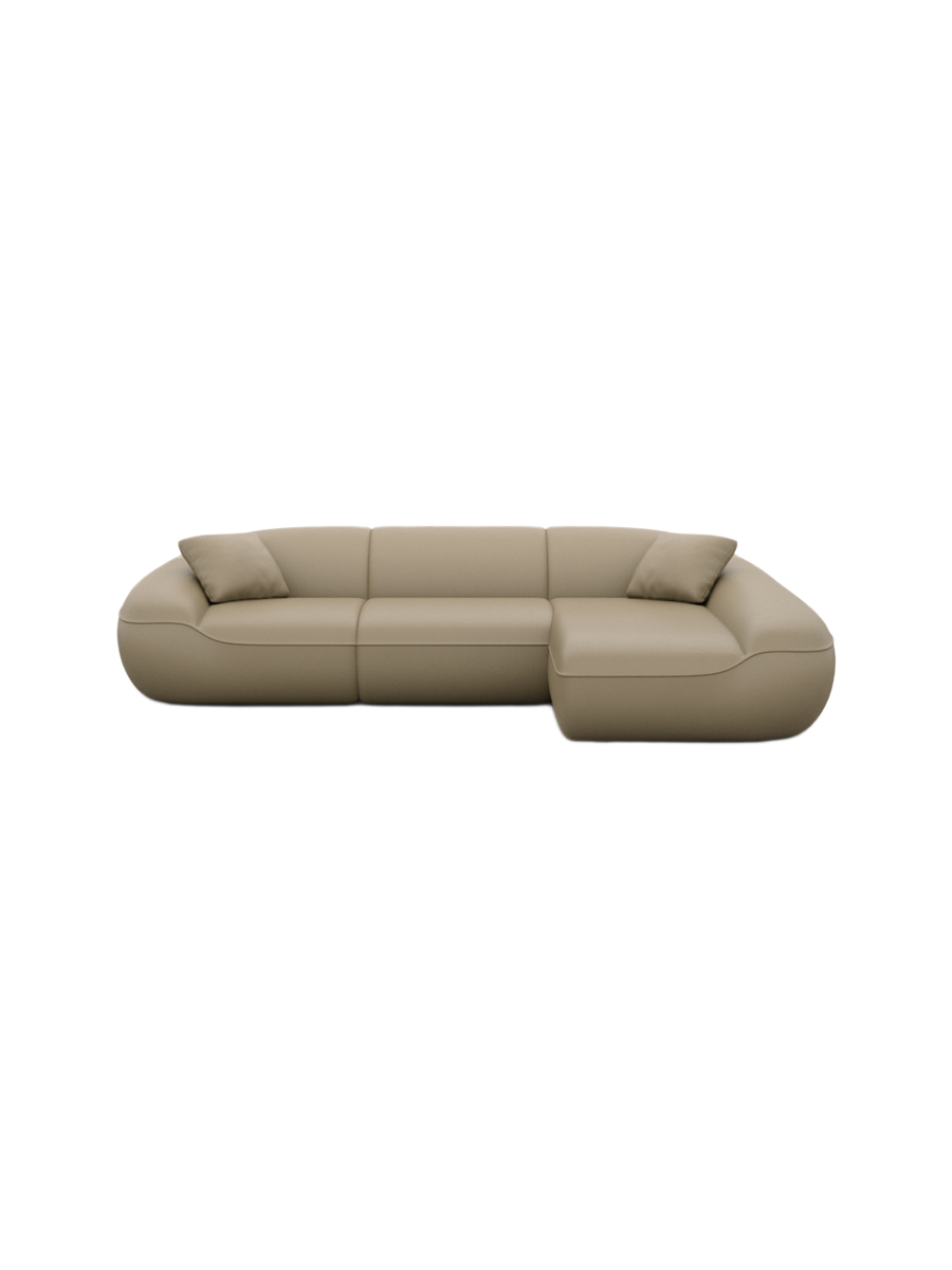 
4-Sitzer Design Echtleder Ecksofa „Novara“ - Echtleder Beige / Eckteil links