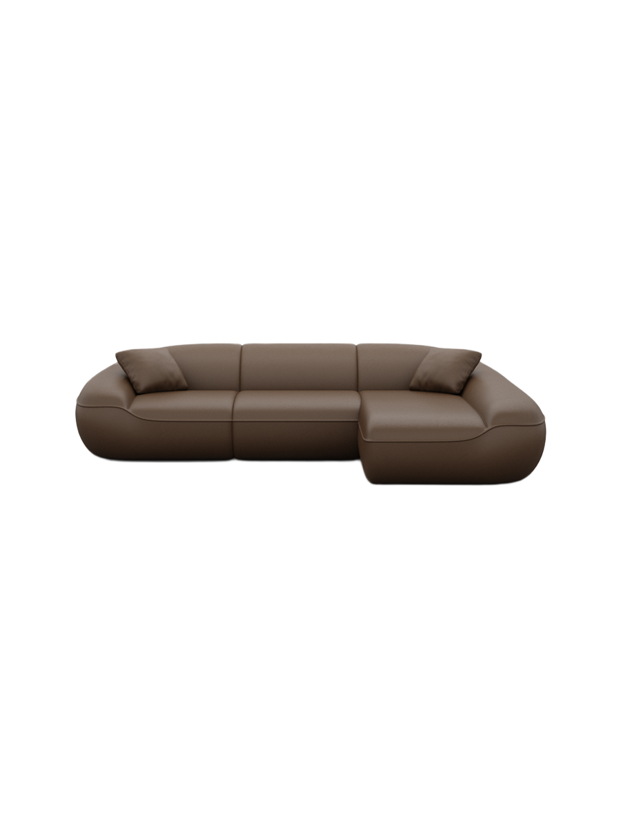 
4-Sitzer Design Echtleder Ecksofa „Novara“ - Echtleder Beige / Eckteil links
