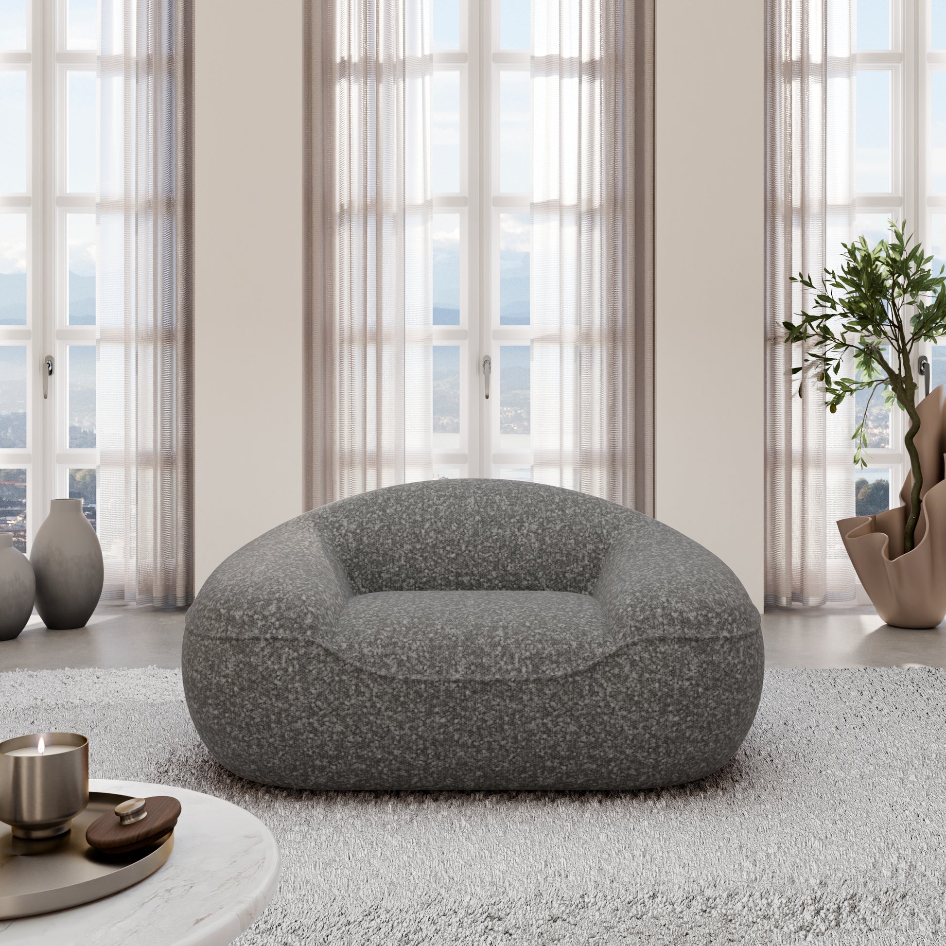 
Design Loungesessel „Novara“ mit Bouclé-Bezug - Bouclé Graphit