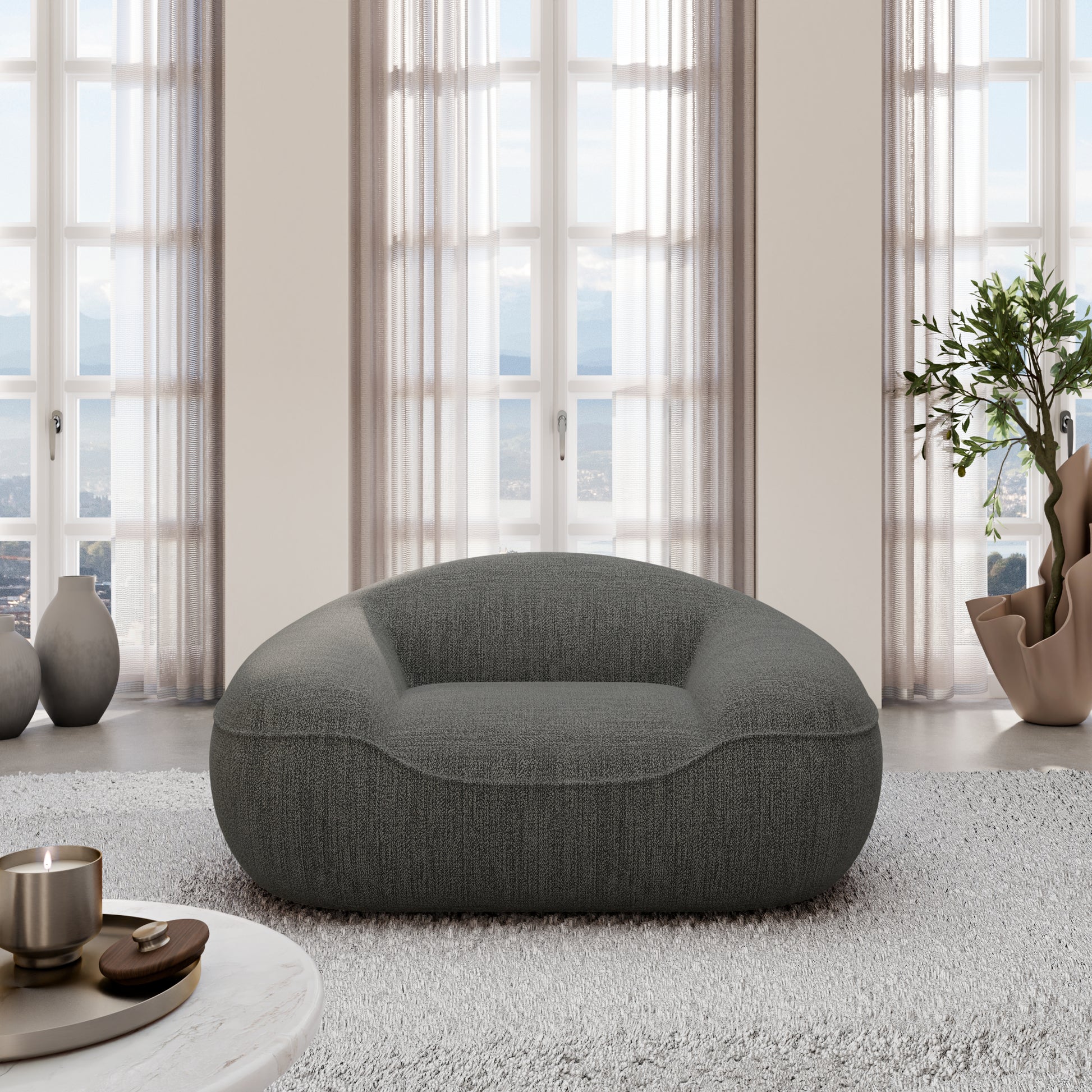 
Design Loungesessel „Novara“ mit Strukturstoff-Bezug - Strukturstoff Anthrazit