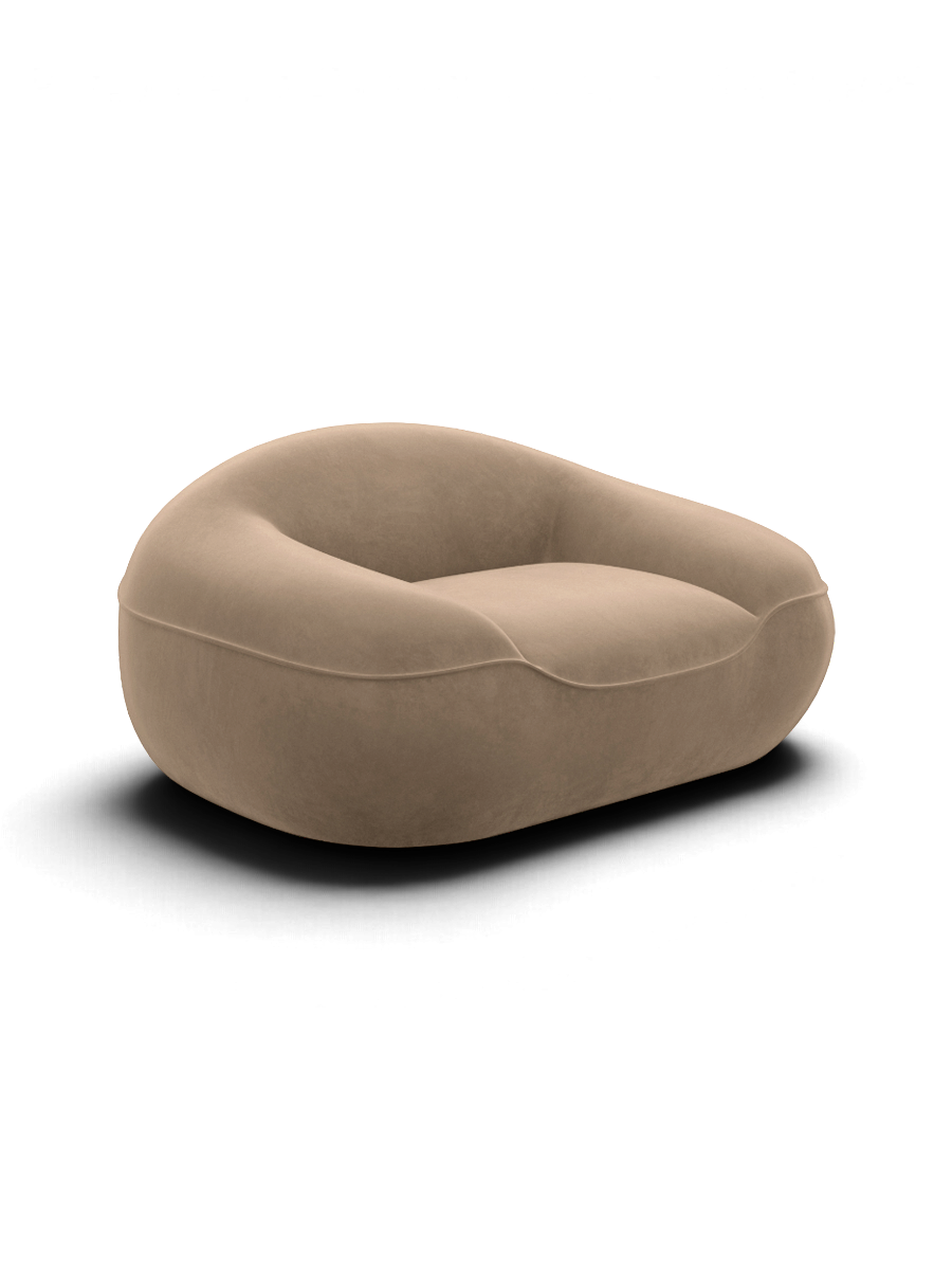 
Fauteuil lounge design « Novara » avec revêtement en velours - Revêtement en velours marron