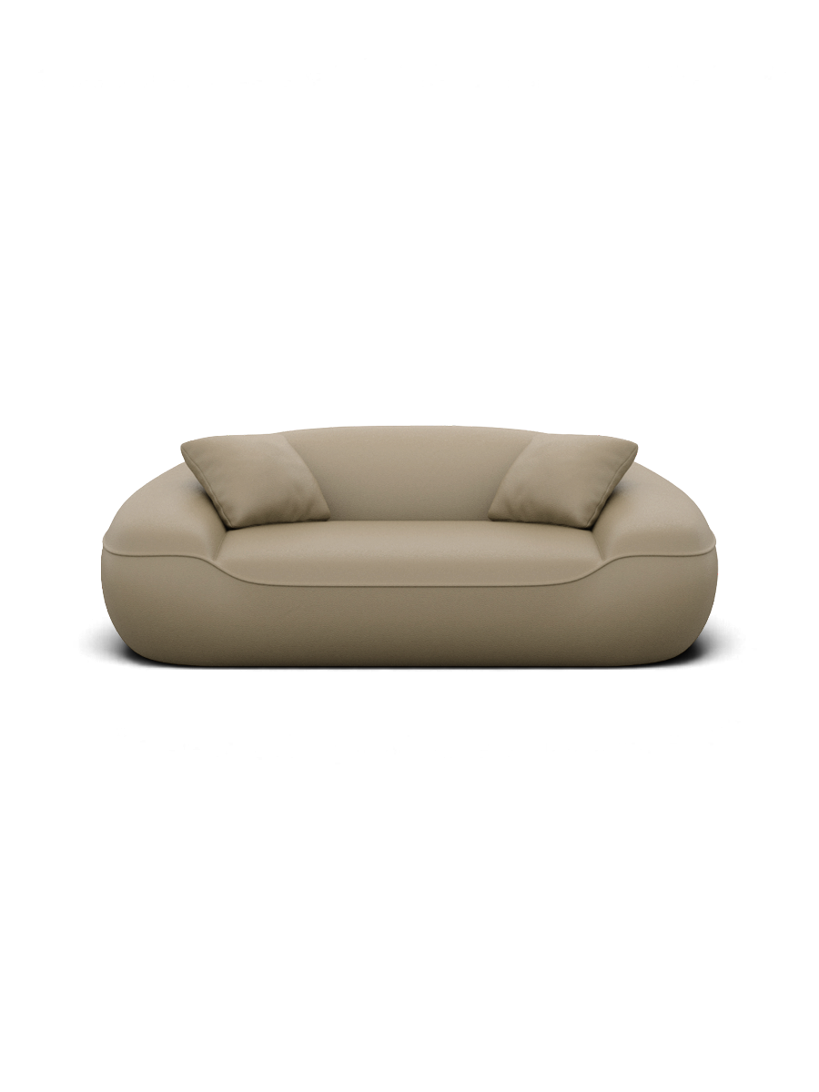 
2-Sitzer Design Echtleder Sofa „Novara“ - Echtleder Dark Beige
