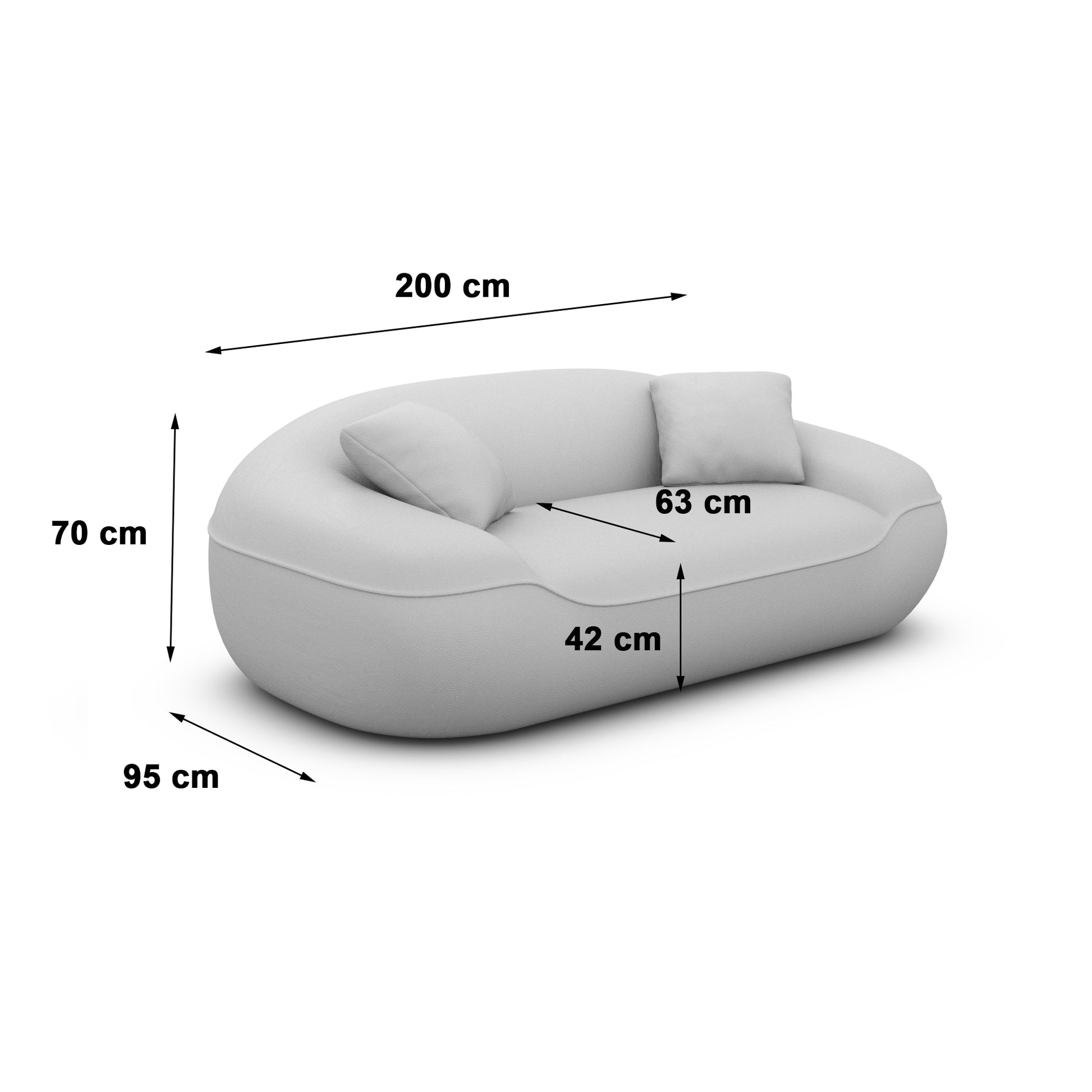 
2-Sitzer Design Sofa „Novara“ mit Strukturstoff-Bezug - Strukturstoff Anthrazit