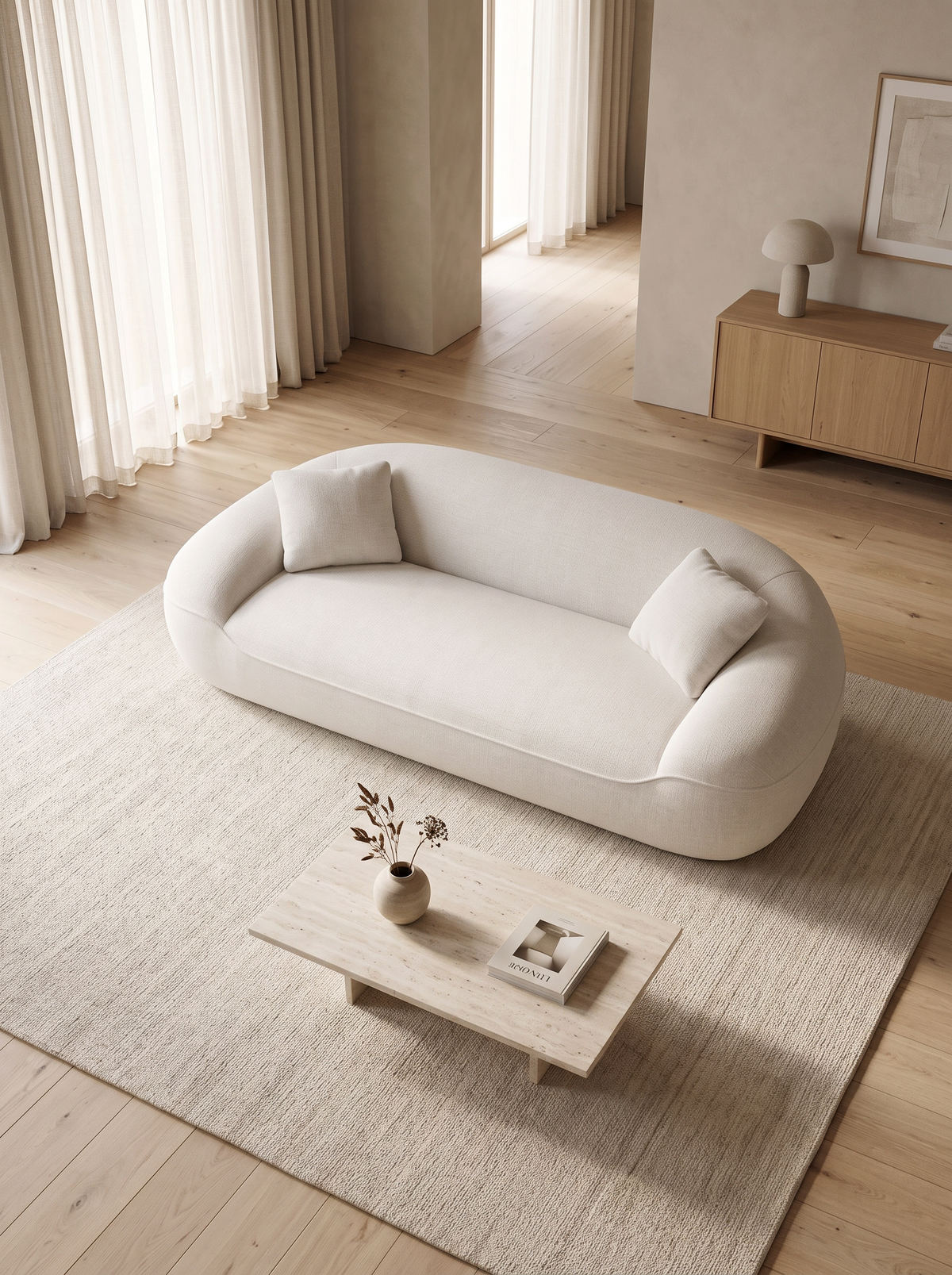 
Canapé design 3 places « Novara » avec revêtement en tissu texturé - Tissu texturé Weiss