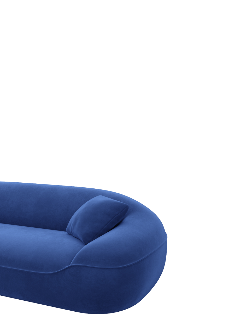 
3-Sitzer Design Sofa „Novara“ mit Samtbezug - Samtbezug Königsblau