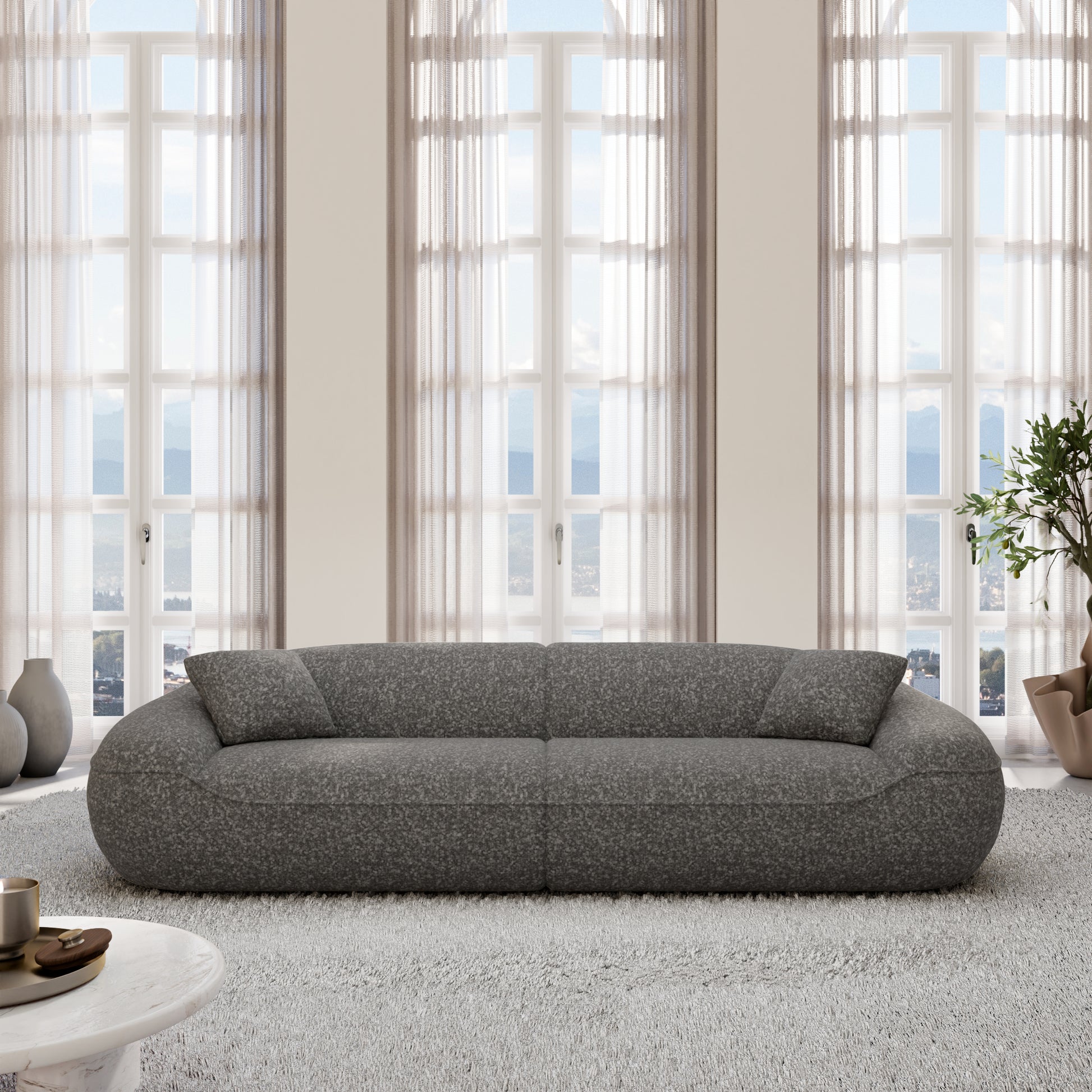 
4-Sitzer Design Sofa „Novara“ mit Bouclé-Bezug - Bouclé Graphit