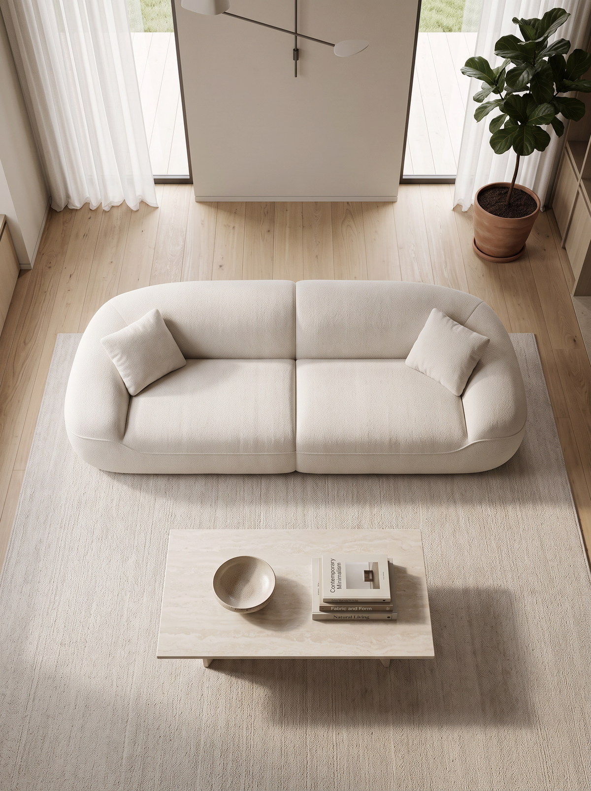 
Canapé design 4 places « Novara » avec revêtement en tissu texturé - Tissu texturé Weiss