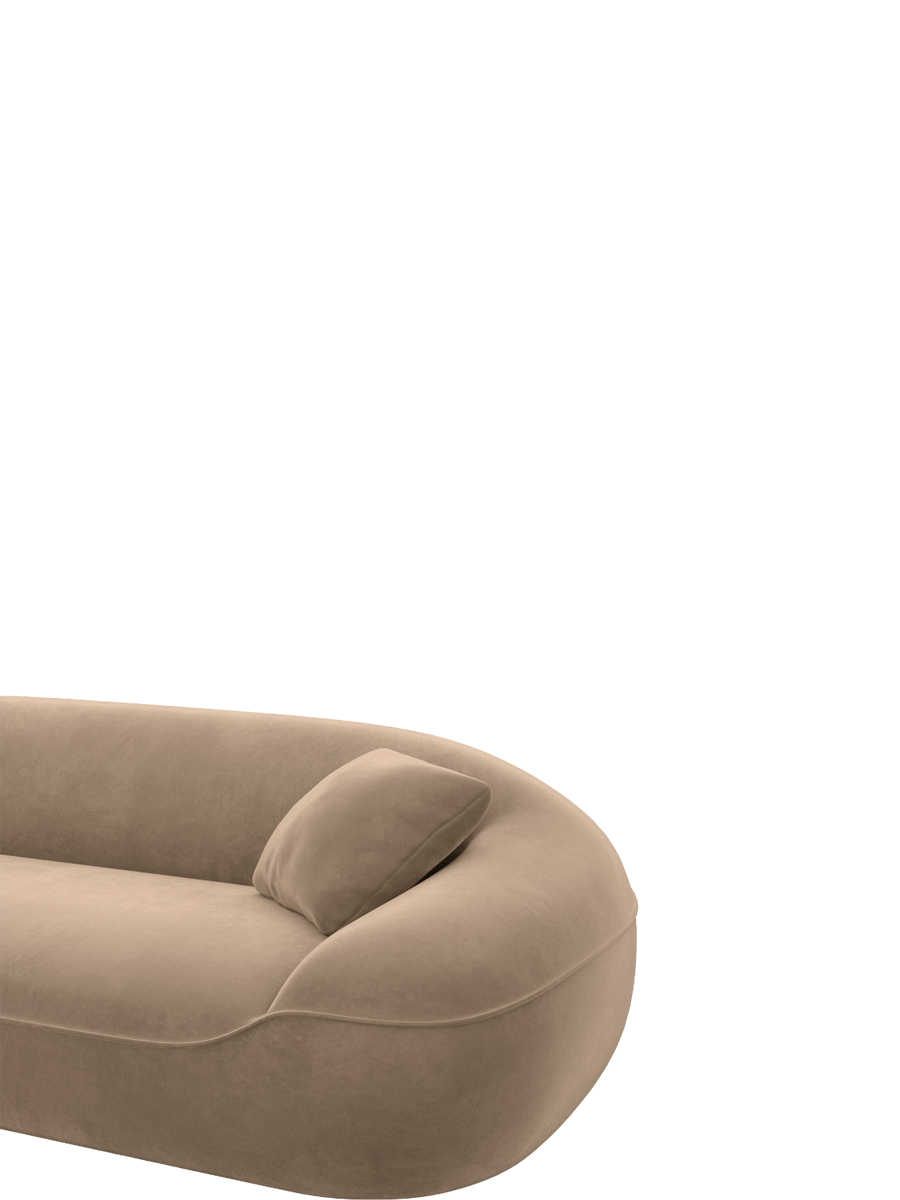
4-Seater Designer Sofa “Novara” with Velvet Upholstery - Velvet cover Brown