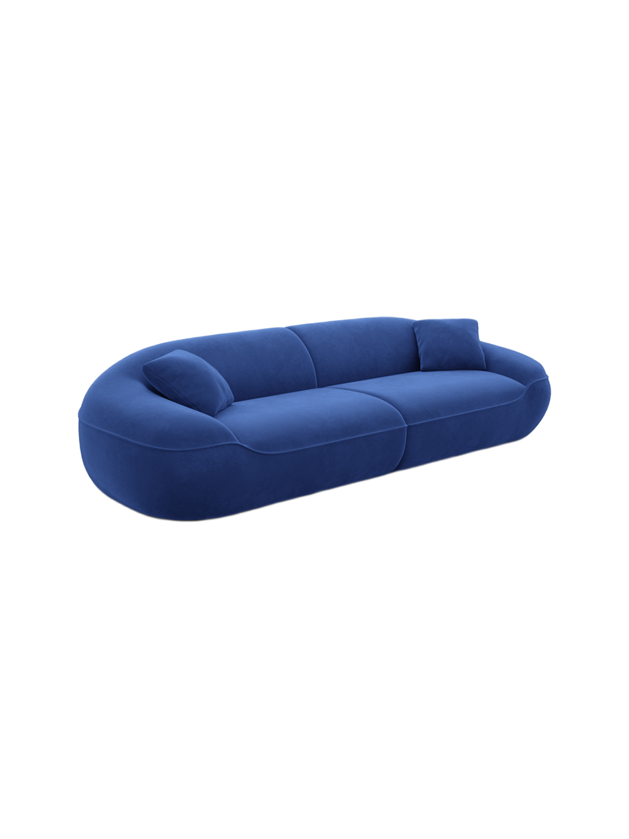 
4-Sitzer Design Sofa „Novara“ mit Samtbezug - Samtbezug Königsblau