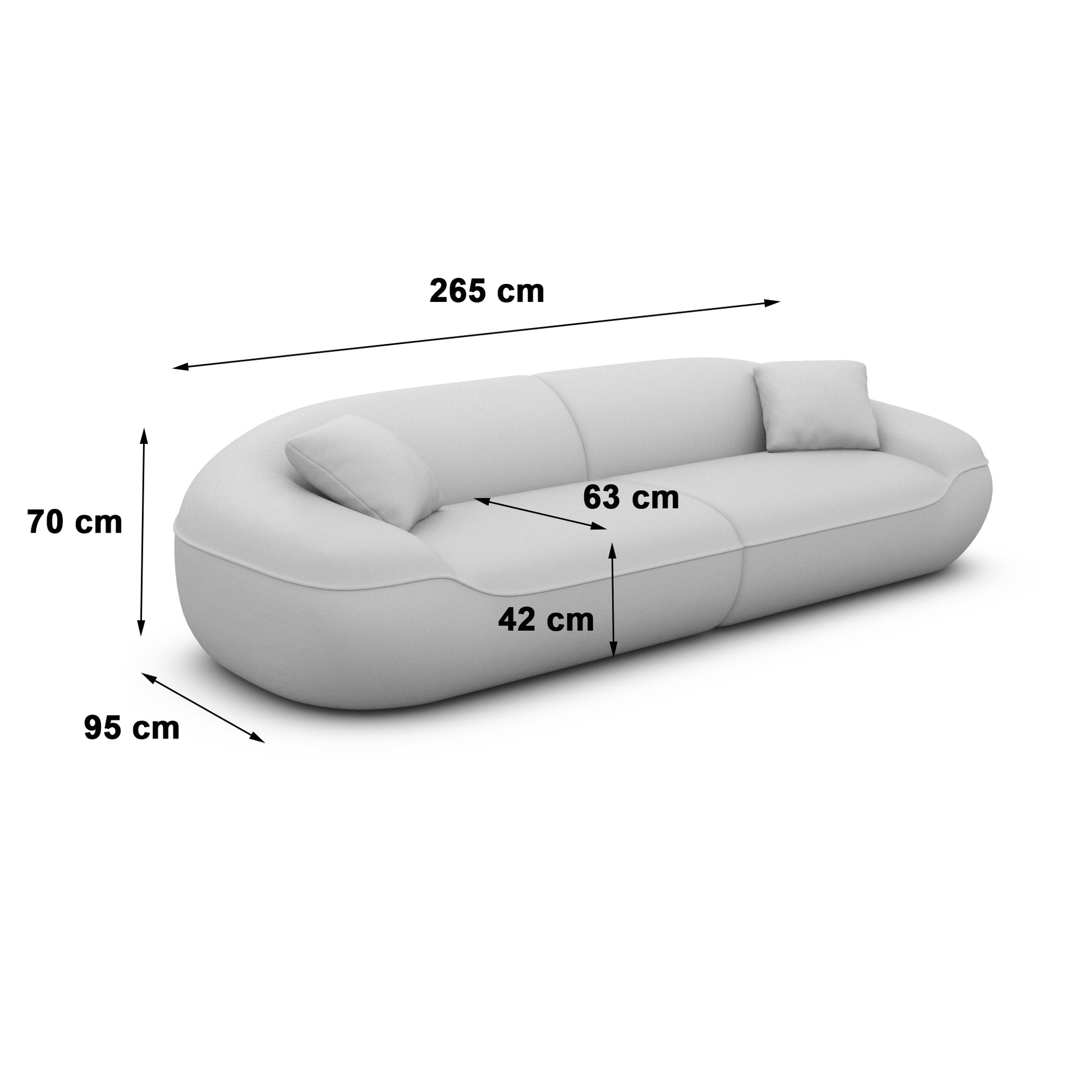 
4-Sitzer Design Sofa „Novara“ mit Samtbezug - Samtbezug Königsblau