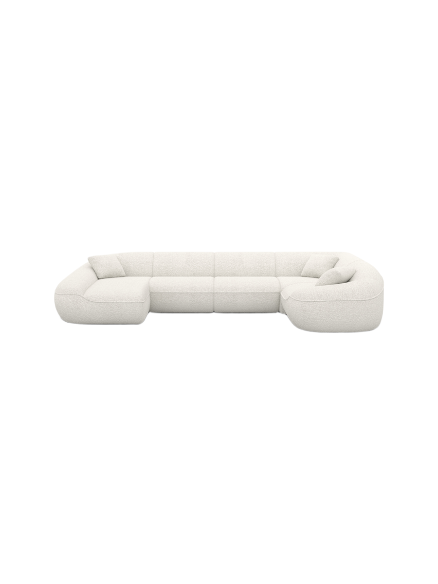 
6-Sitzer Design Panorama-Sofa „Novara XL“ mit Bouclé-Bezug - Bouclé Graphit / Lange Seite links