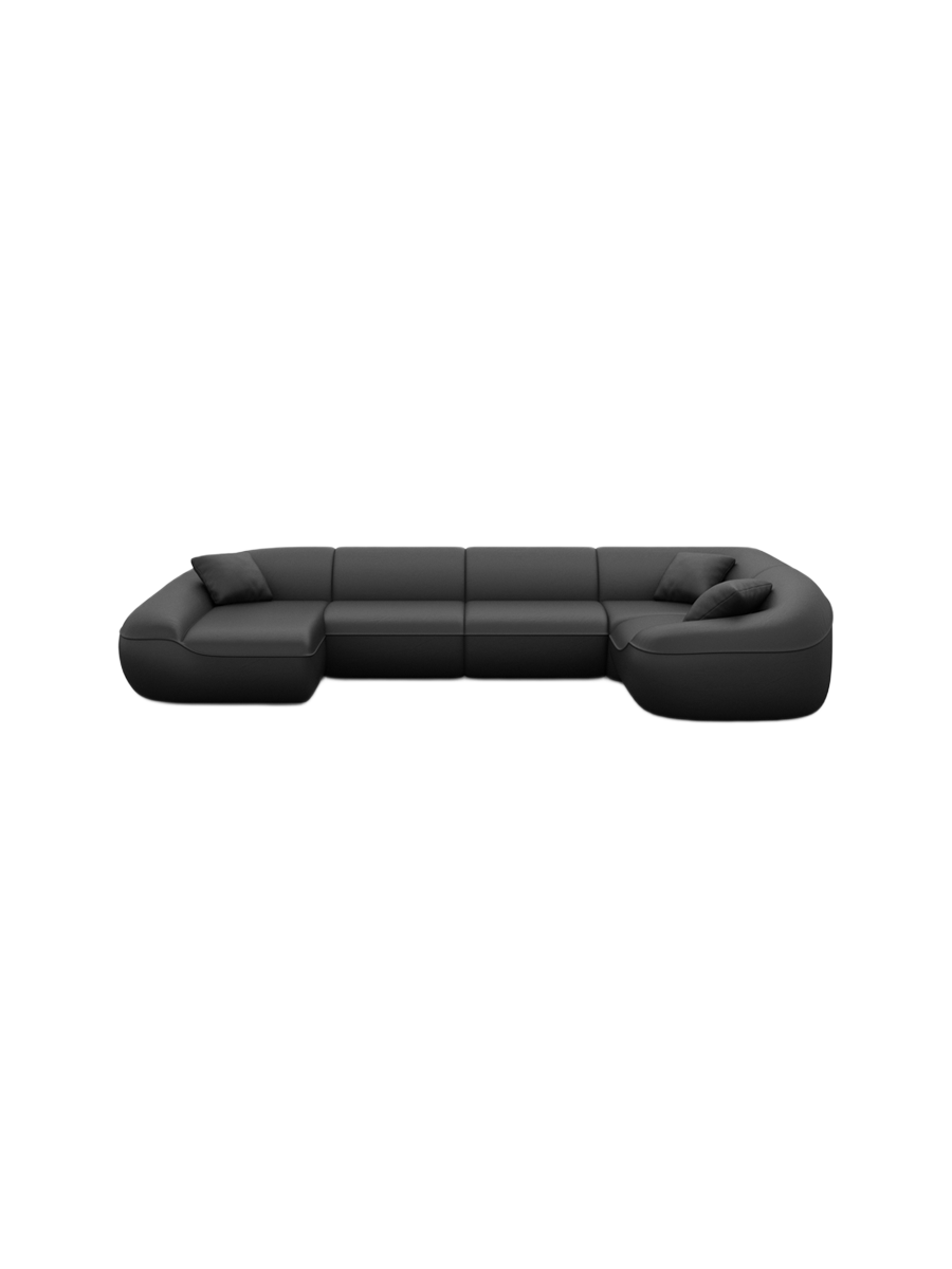 
6-Sitzer Design Echtleder Panorama-Sofa „Novara XL“ - Echtleder Beige / Lange Seite links