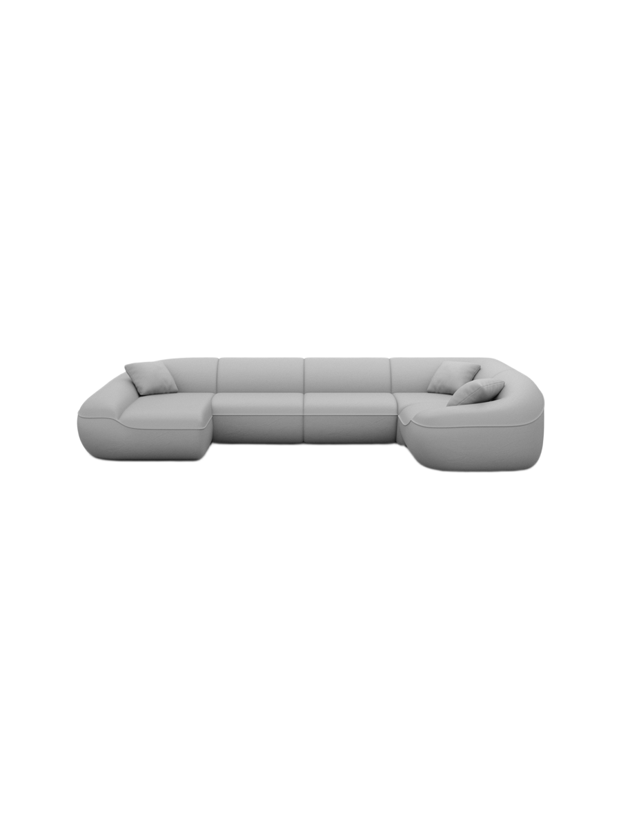 
6-Sitzer Design Echtleder Panorama-Sofa „Novara XL“ - Echtleder Beige / Lange Seite links