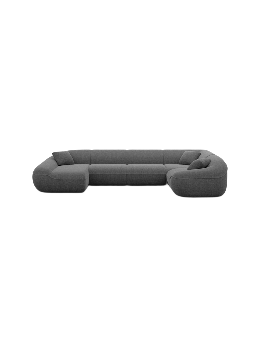 
6-Sitzer Design Panorama-Sofa „Novara XL“ mit Strukturstoff-Bezug - Strukturstoff Anthrazit / Lange Seite links