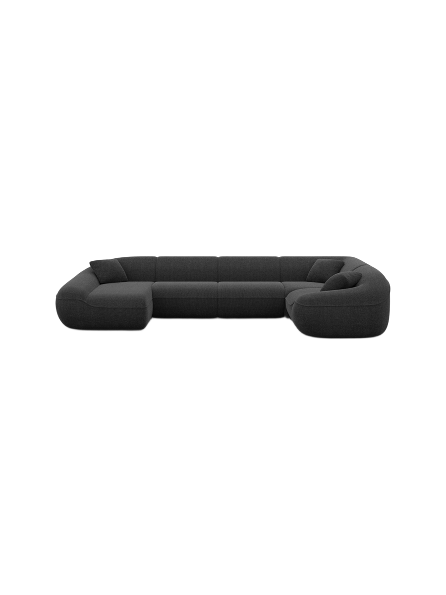 
6-Sitzer Design Panorama-Sofa „Novara XL“ mit Strukturstoff-Bezug - Strukturstoff Anthrazit / Lange Seite links