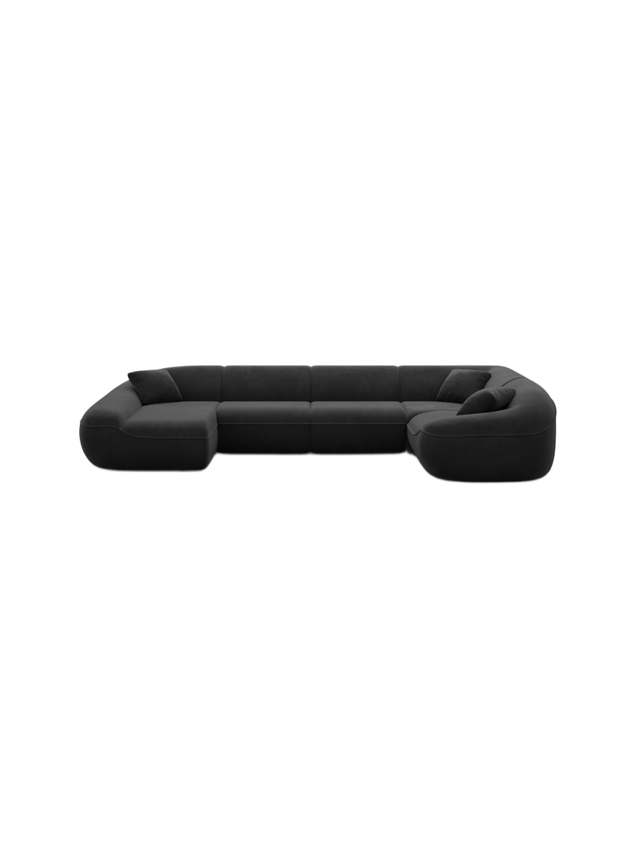 
6-Sitzer Design Panorama-Sofa „Novara XL“ mit Samtbezug - Samtbezug Königsblau / Lange Seite links