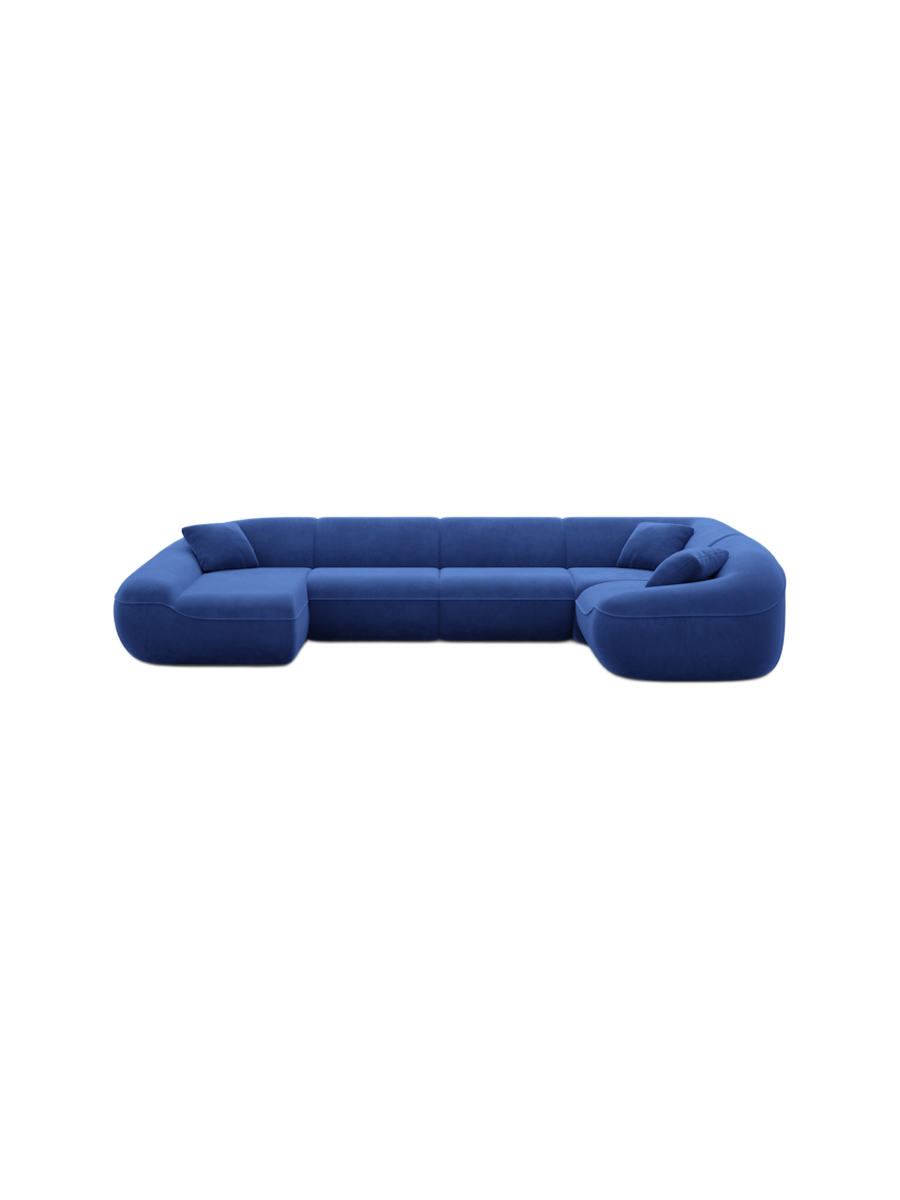 
6-Sitzer Design Panorama-Sofa „Novara XL“ mit Samtbezug - Samtbezug Königsblau / Lange Seite links