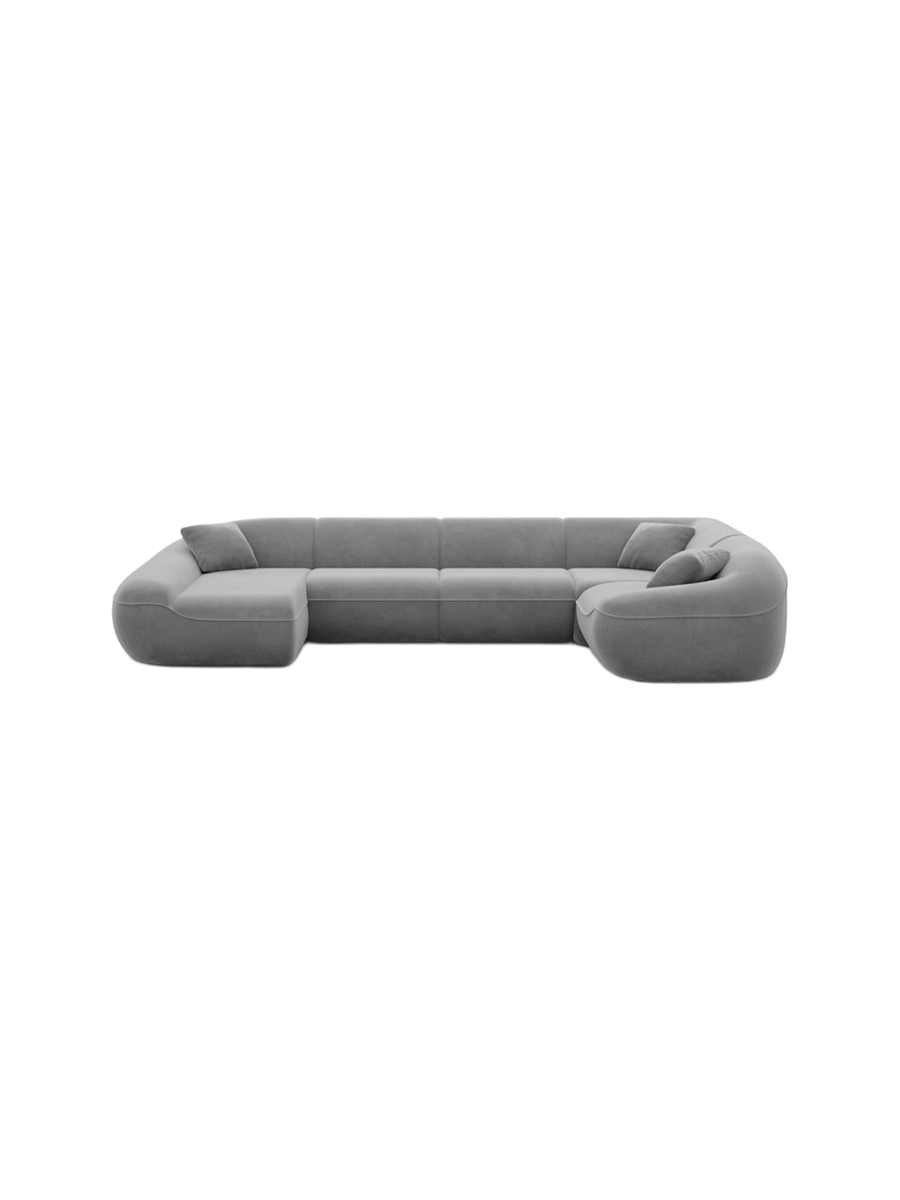 
6-Sitzer Design Panorama-Sofa „Novara XL“ mit Samtbezug - Samtbezug Königsblau / Lange Seite links