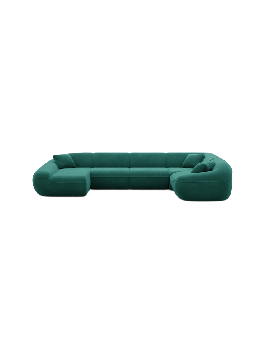 
6-Sitzer Design Panorama-Sofa „Novara XL“ mit Samtbezug - Samtbezug Königsblau / Lange Seite links
