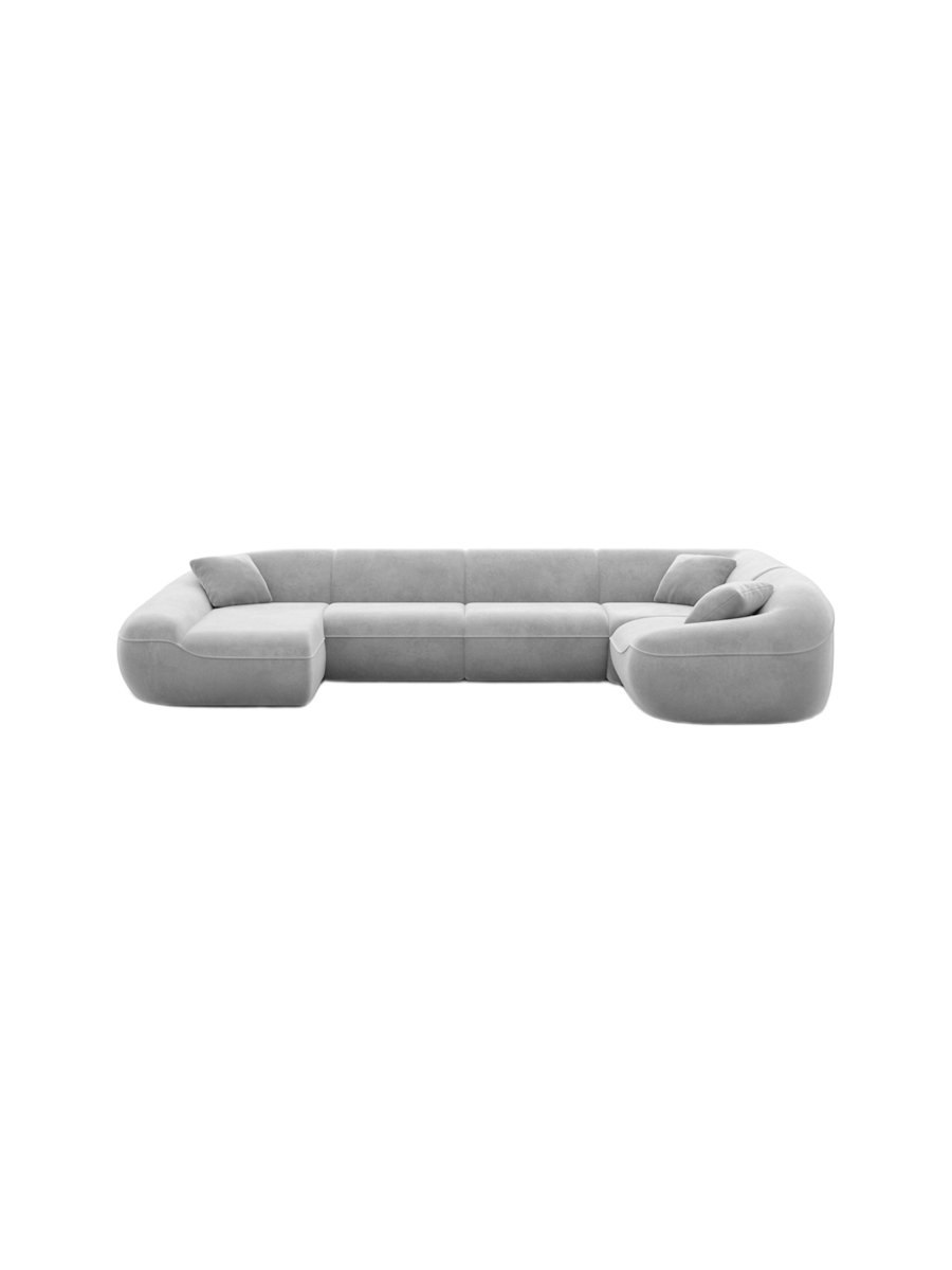 
6-Sitzer Design Panorama-Sofa „Novara XL“ mit Samtbezug - Samtbezug Königsblau / Lange Seite links