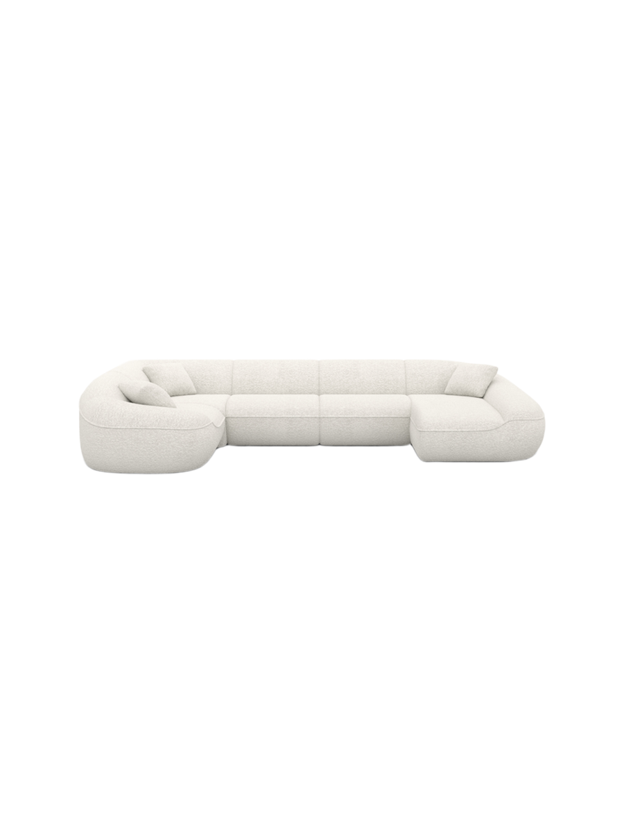 
6-Sitzer Design Panorama-Sofa „Novara XL“ mit Bouclé-Bezug - Bouclé Graphit / Lange Seite links