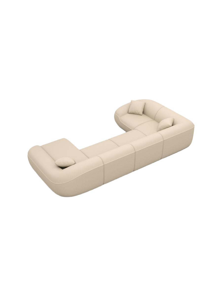 
6-Sitzer Design Echtleder Panorama-Sofa „Novara XL“ - Echtleder Beige / Lange Seite links