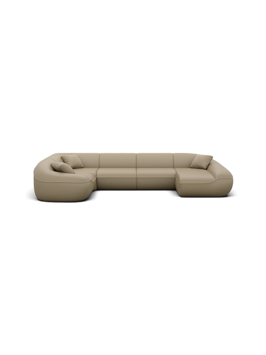 
Divano panoramico di design a 6 posti in vera pelle «Novara XL» - Vera pelle Dark Beige / Lato lungo a sinistra