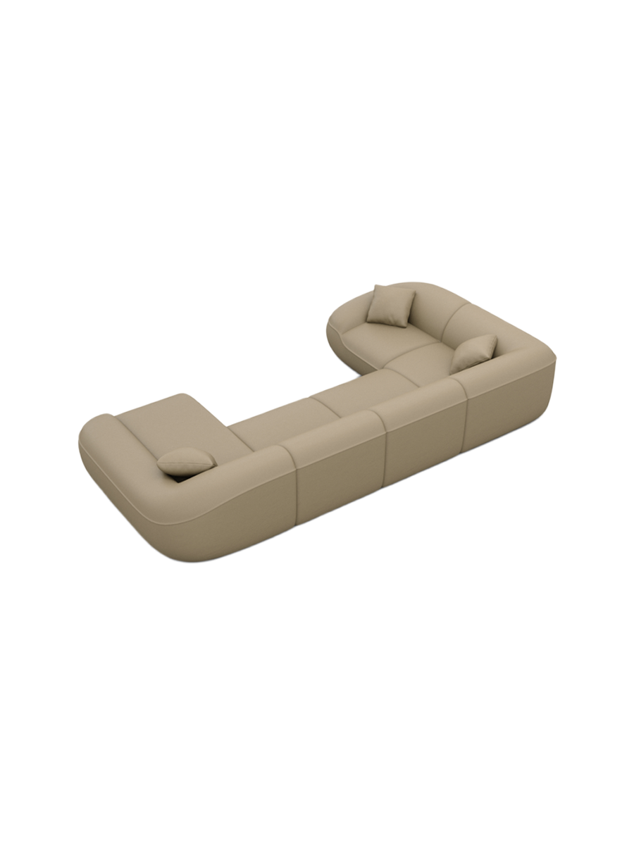 
Divano panoramico di design a 6 posti in vera pelle «Novara XL» - Vera pelle Dark Beige / Lato lungo a sinistra