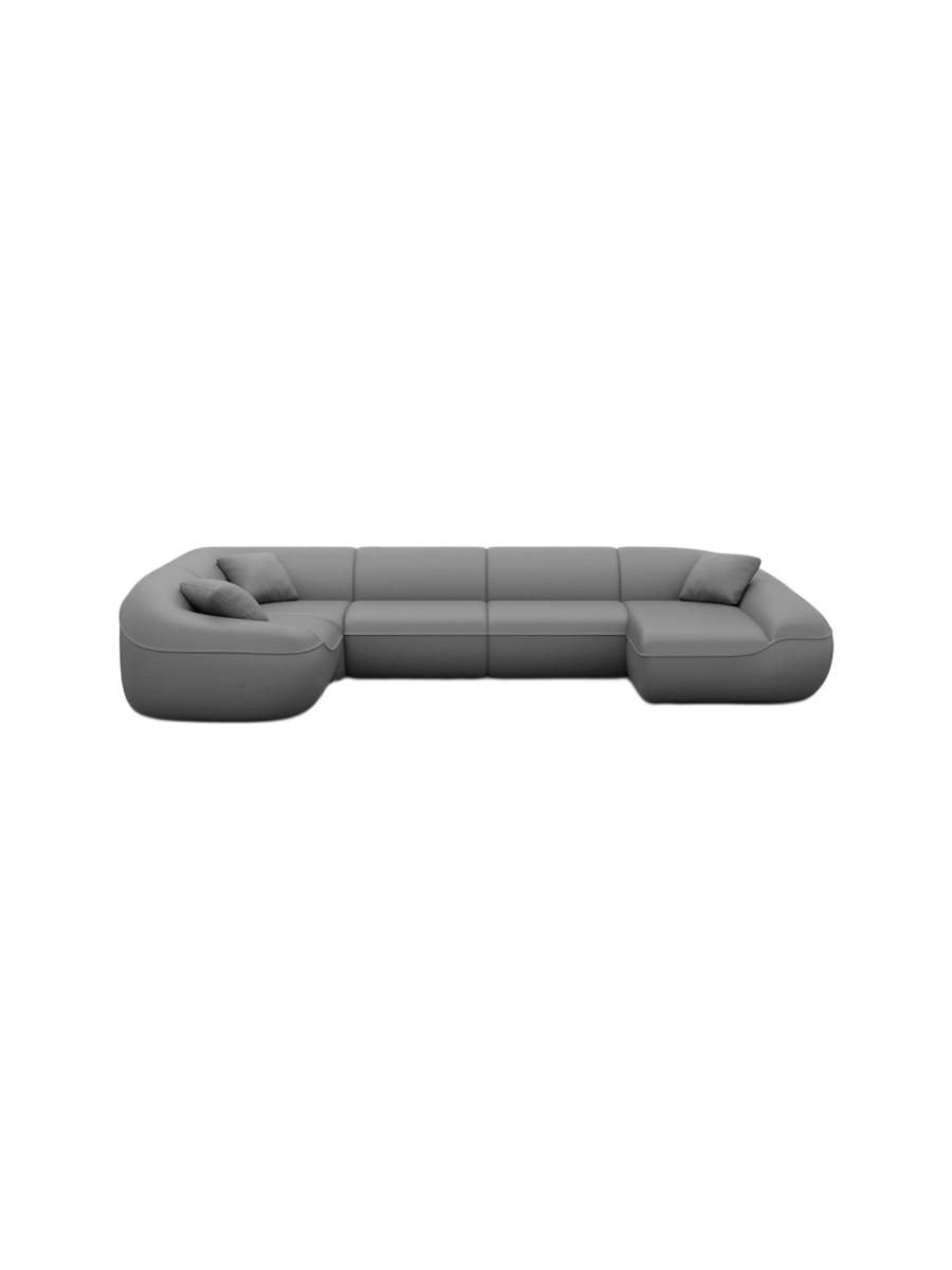 
6-Sitzer Design Echtleder Panorama-Sofa „Novara XL“ - Echtleder Beige / Lange Seite links