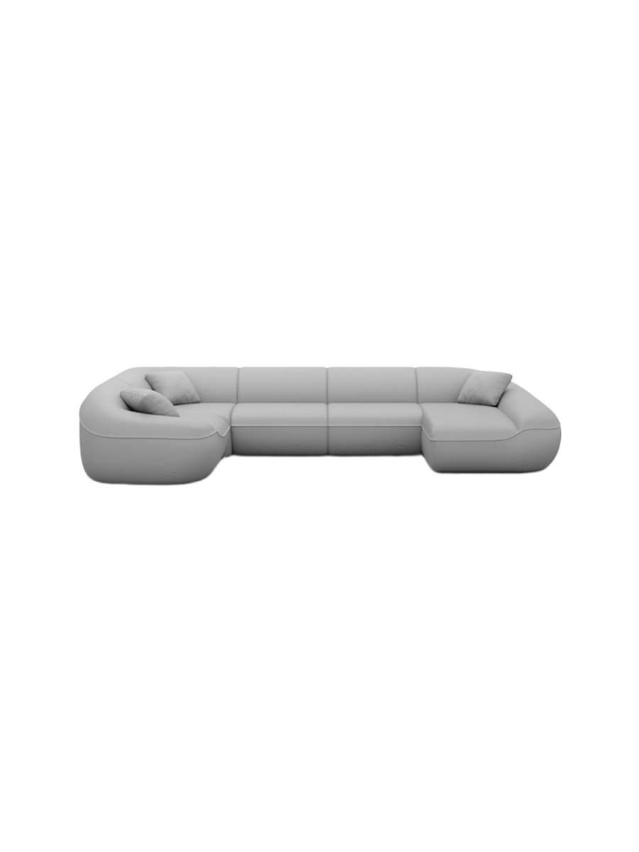 
6-Sitzer Design Echtleder Panorama-Sofa „Novara XL“ - Echtleder Beige / Lange Seite links