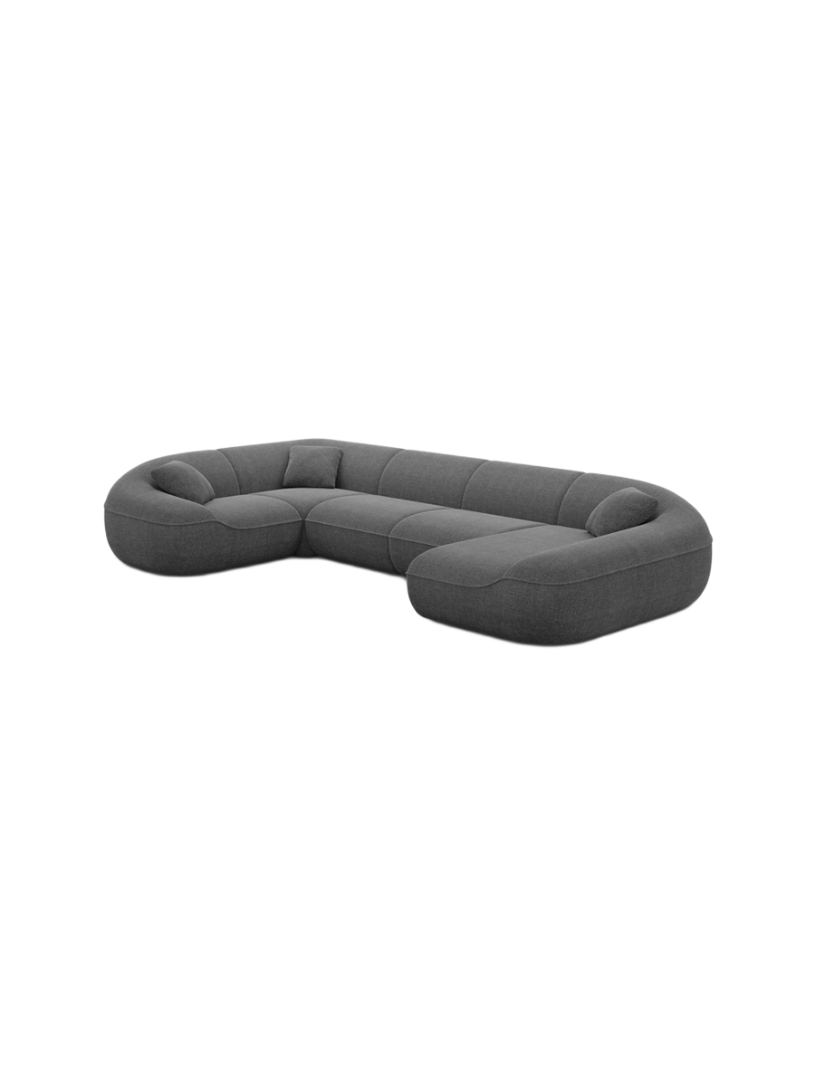 
6-Sitzer Design Panorama-Sofa „Novara XL“ mit Strukturstoff-Bezug - Strukturstoff Anthrazit / Lange Seite links