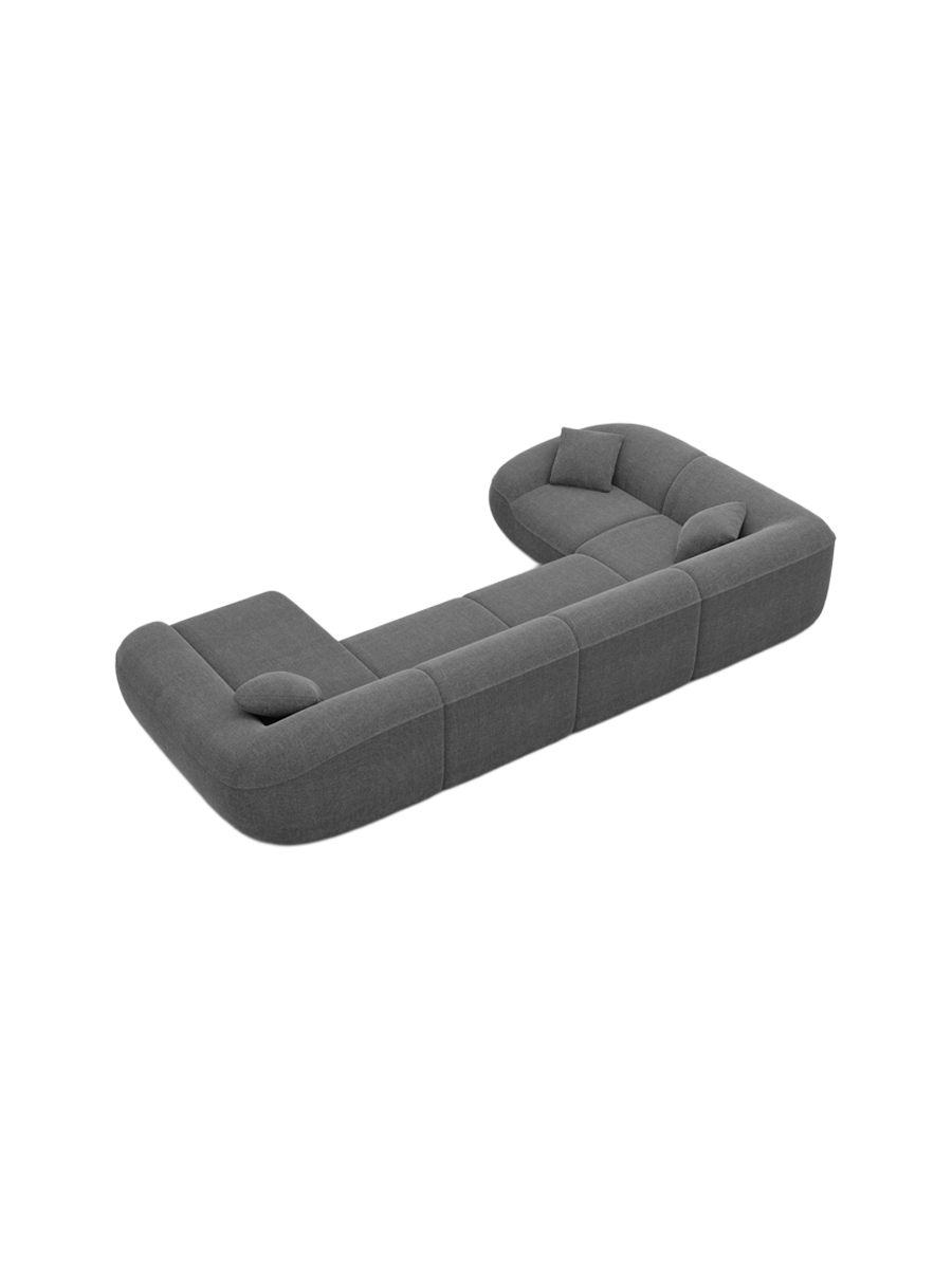 
6-Sitzer Design Panorama-Sofa „Novara XL“ mit Strukturstoff-Bezug - Strukturstoff Anthrazit / Lange Seite links