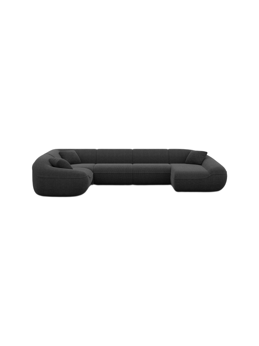 
6-Sitzer Design Panorama-Sofa „Novara XL“ mit Strukturstoff-Bezug - Strukturstoff Anthrazit / Lange Seite links