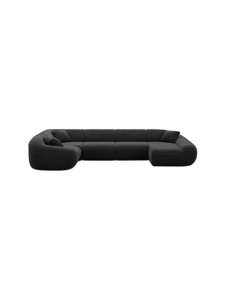 
6-Sitzer Design Panorama-Sofa „Novara XL“ mit Samtbezug - Samtbezug Königsblau / Lange Seite links