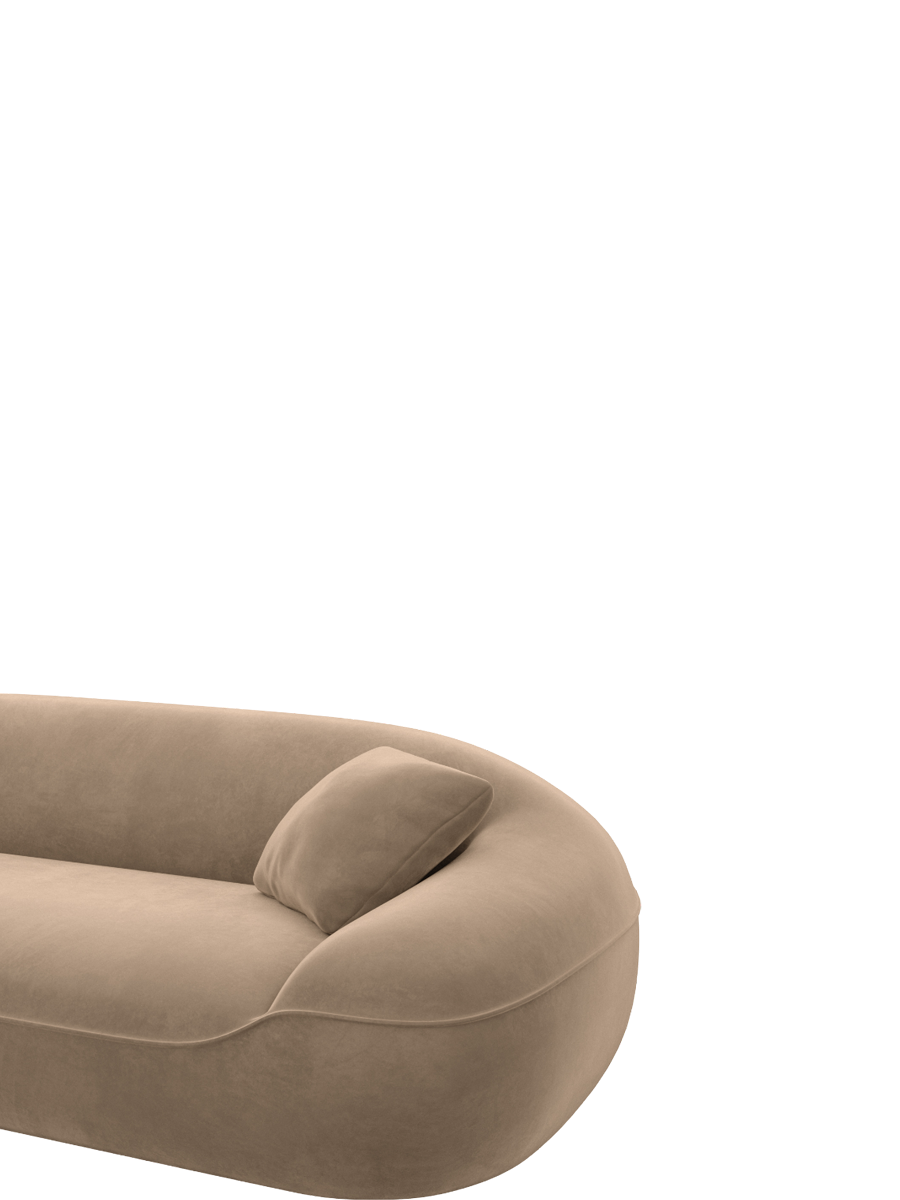 
6-Seater Designer Panoramic Sofa “Novara XL” with Velvet Upholstery - Velvet cover Brown / Long side left