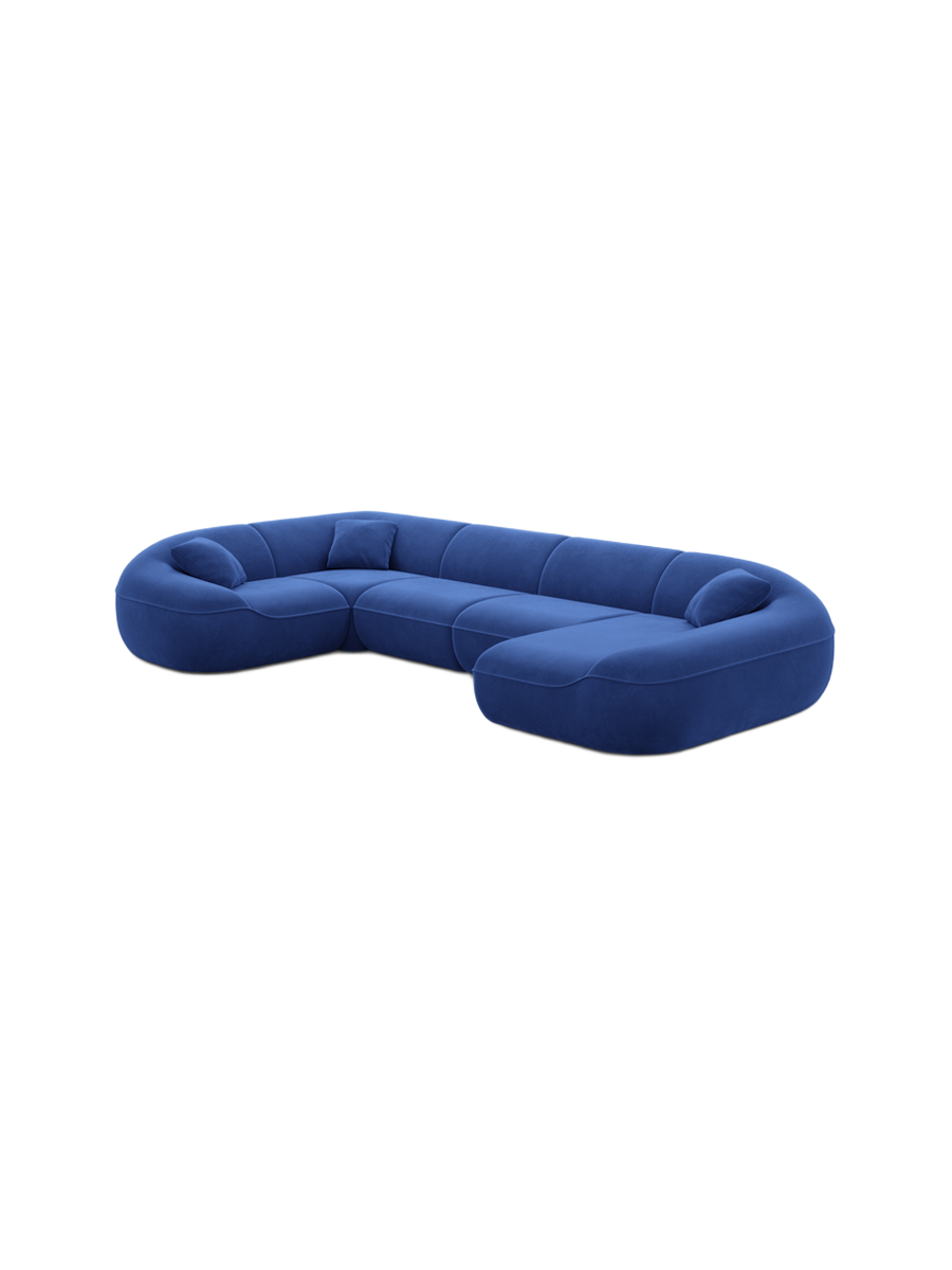
6-Sitzer Design Panorama-Sofa „Novara XL“ mit Samtbezug - Samtbezug Königsblau / Lange Seite links