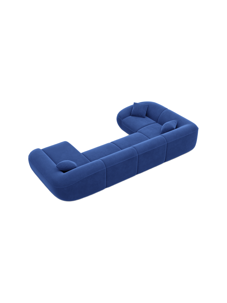 
6-Sitzer Design Panorama-Sofa „Novara XL“ mit Samtbezug - Samtbezug Königsblau / Lange Seite links